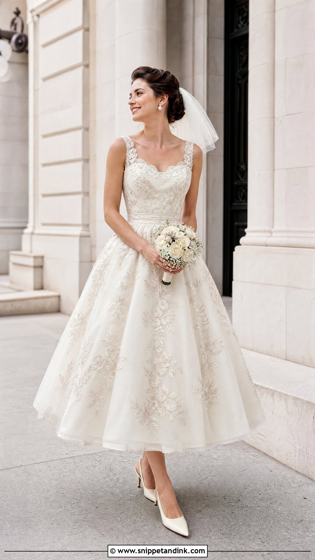 Tea Length Floral Wedding Dress - Snippet and Ink - 25 Flowers Wedding Dresses