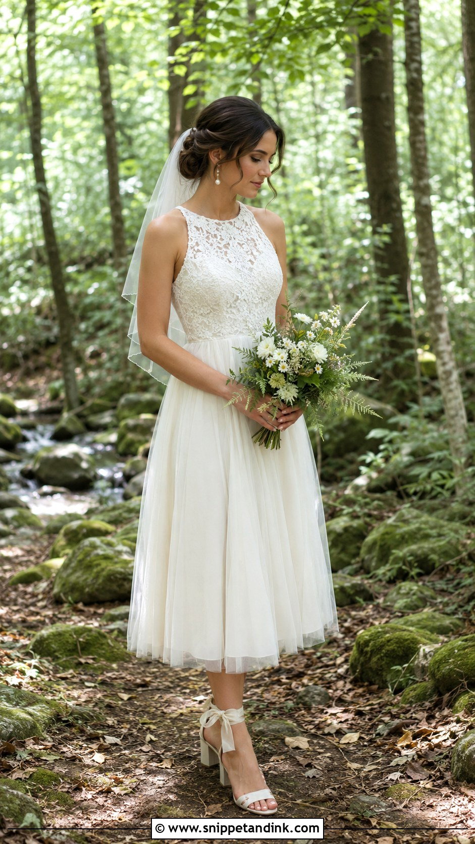 Tea Length Forest Wedding Dress - Snippet and Ink - 20 Forest Wedding Aesthetic Wedding Dress Ideas