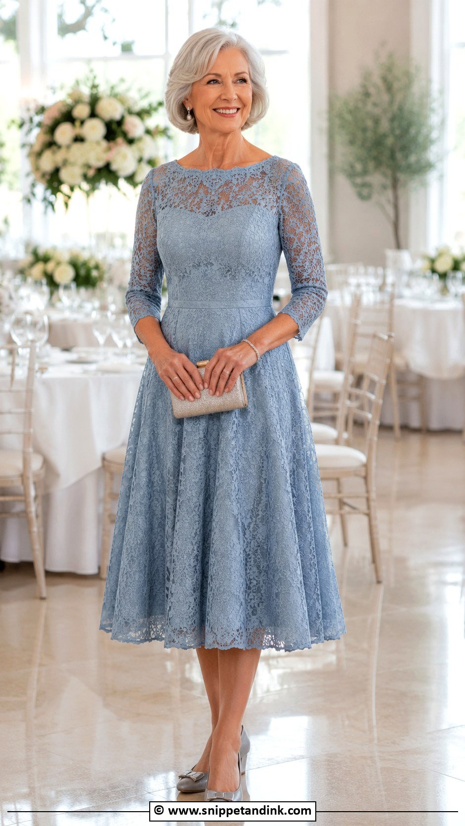 Tea Length Grandmother Wedding Dress Outfit - Snippet and Ink - 30 Grandmother Wedding Outfit Ideas