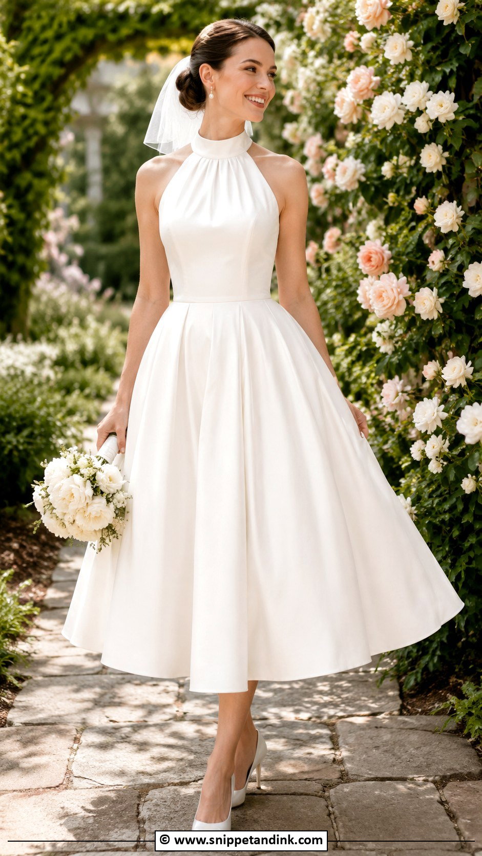 Tea Length Halter Wedding Dress - Snippet and Ink - 25 Halter Top Wedding Dress Ideas