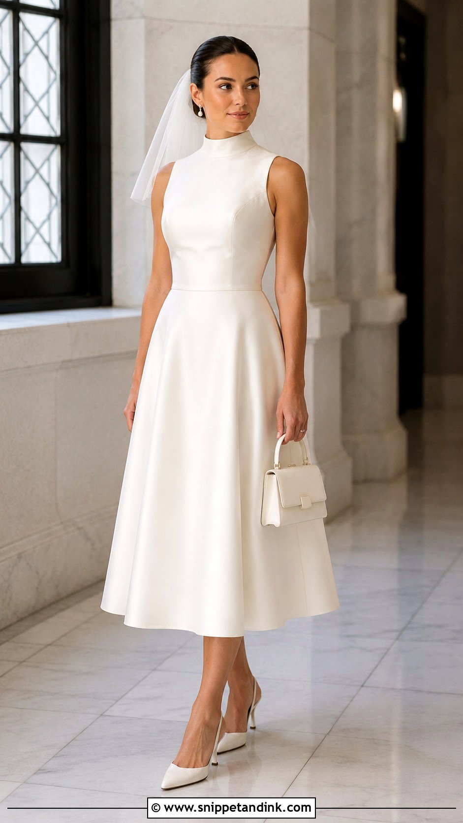 Tea Length High Neck Wedding Gown - Snippet and Ink - 20 High Neck Wedding Gown Ideas
