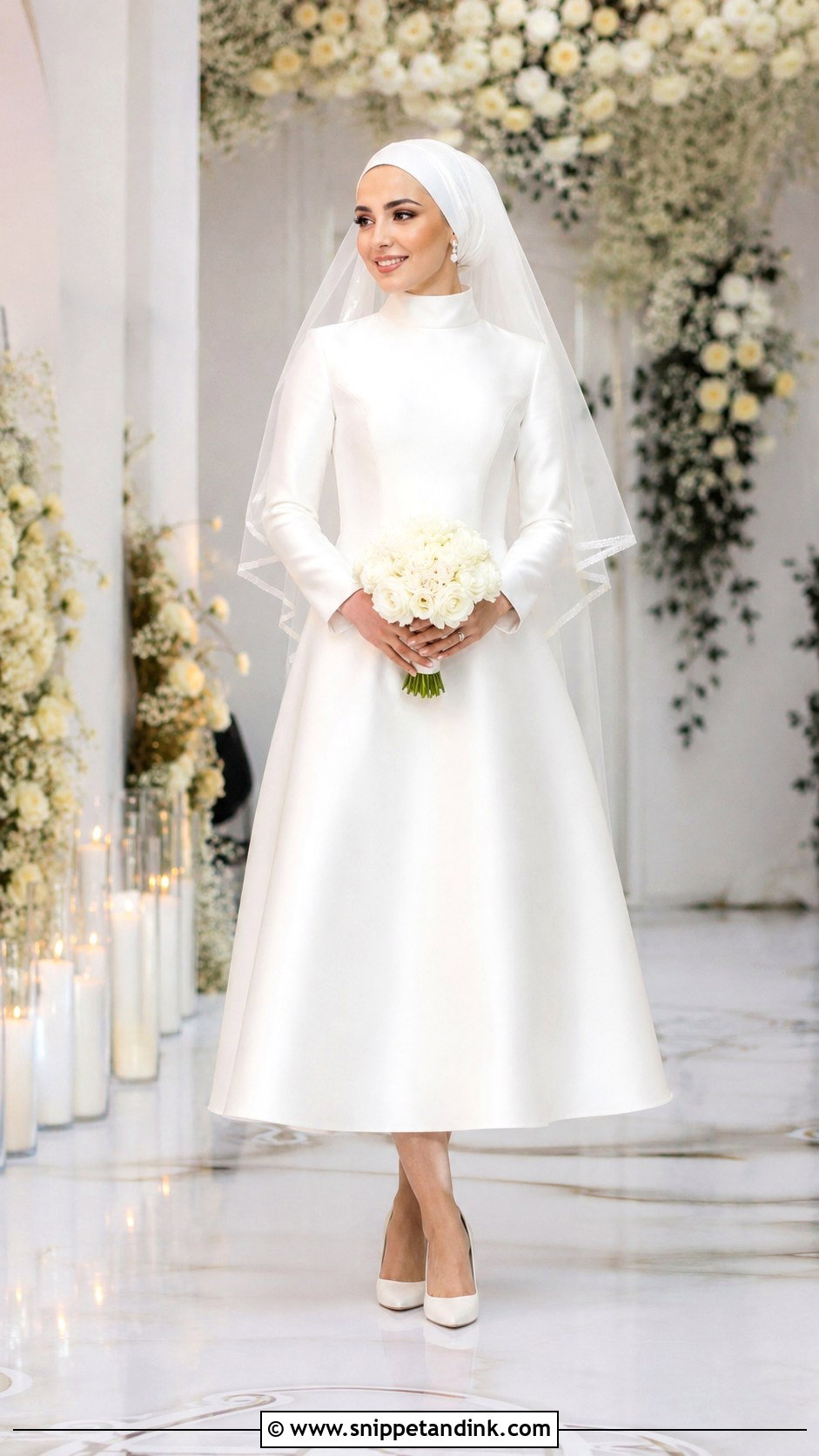 Tea Length Hijab Bridal Dress - Snippet and Ink - 20 Hijab Bridal Dress Ideas