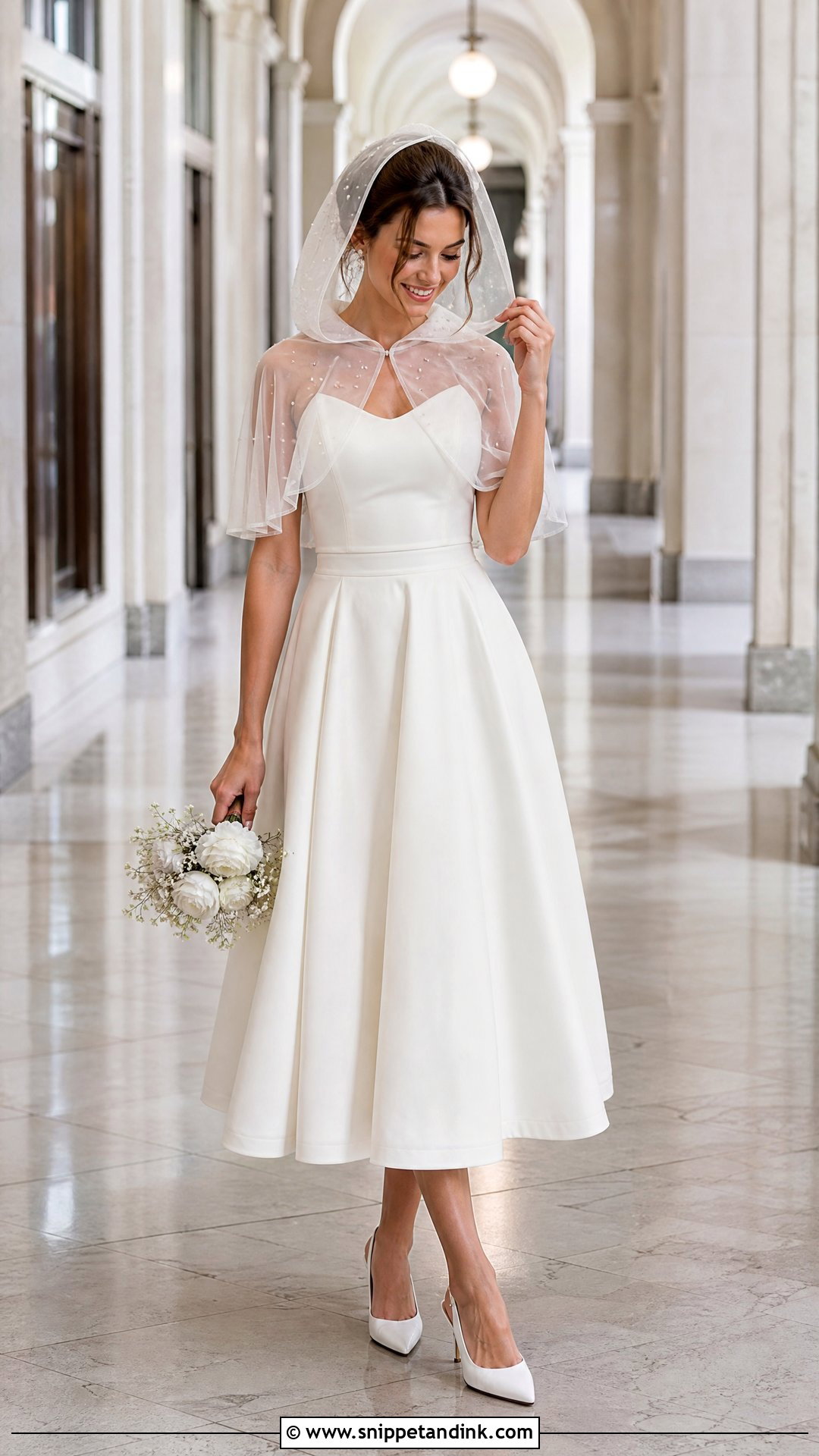 Tea Length Hooded Wedding Dress - Snippet and Ink - 20 Hooded Wedding Dress Ideas