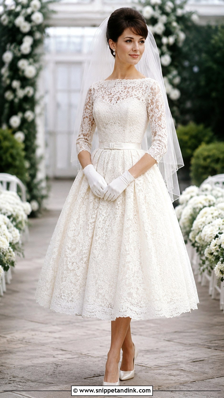 Tea Length Lace 60s Wedding Dress - Snippet and Ink - 20 60s Wedding Dresses