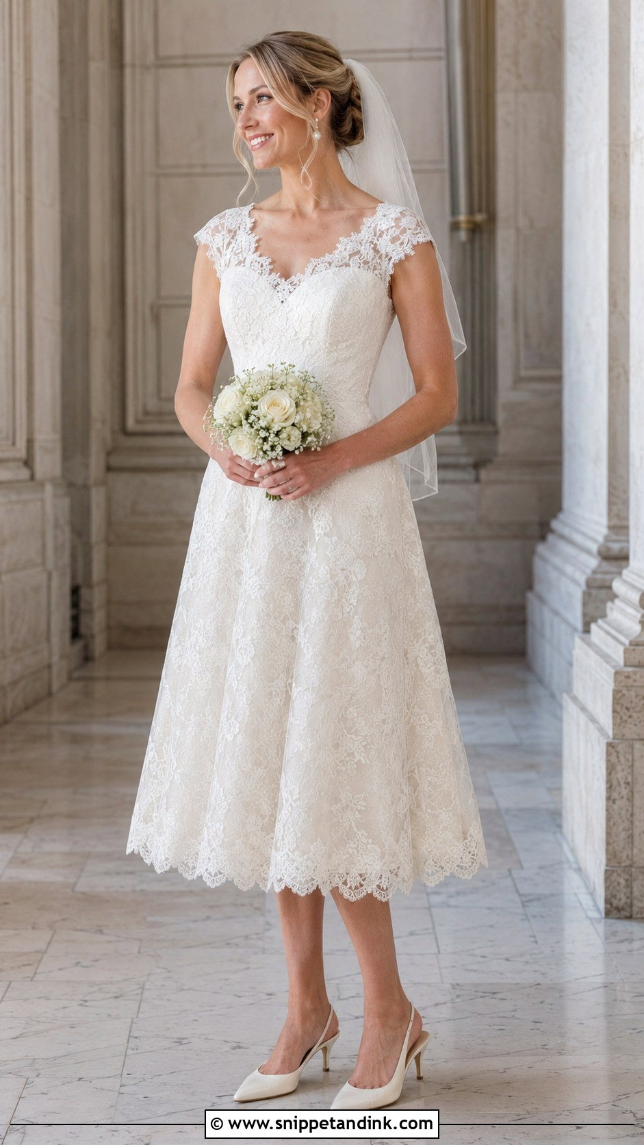 Tea Length Lace Bridal Dress - Snippet and Ink - 20 Lace Bridal Dresses