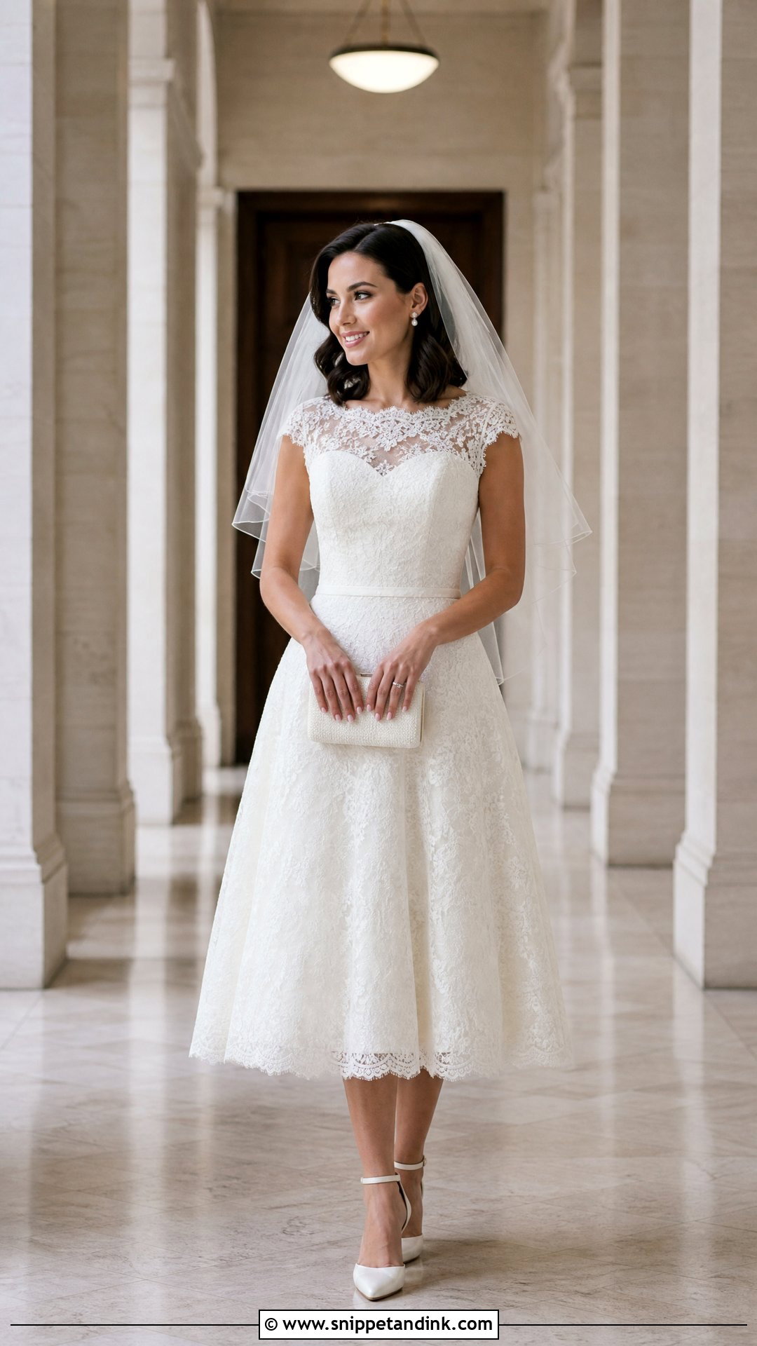 Tea Length Lace Civil Wedding Dress - Snippet and Ink - 20 Short Civil Wedding Dresses