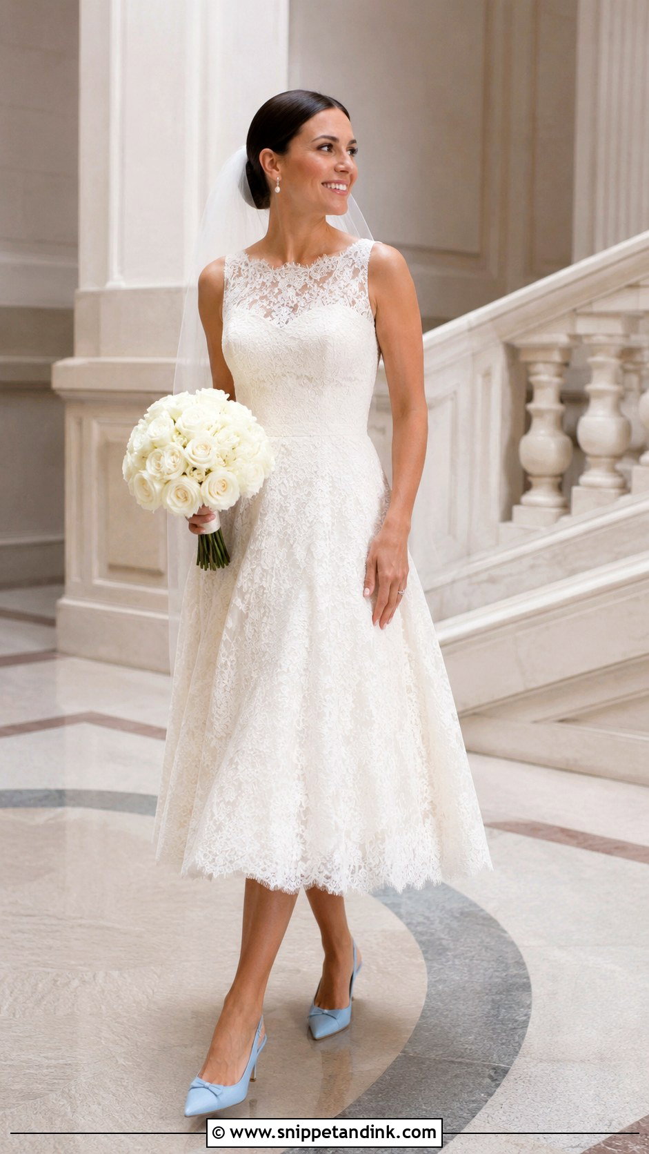 Tea Length Lace Overlay Wedding Dress - Snippet and Ink - 20 Lace Overlay Wedding Dress Ideas