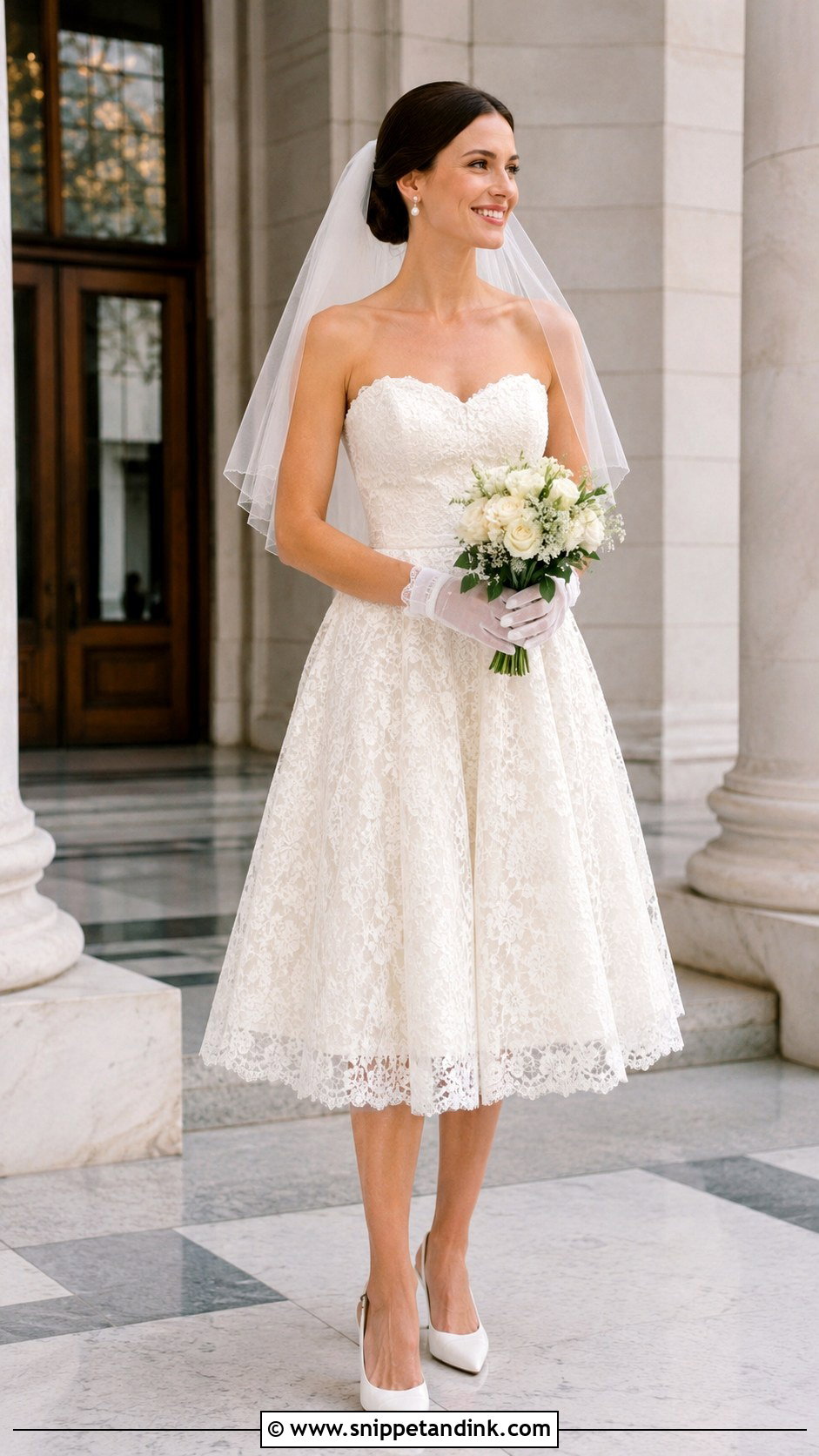 Tea Length Lace Sweetheart Wedding Dress - Snippet and Ink - 20 Lace Sweetheart Wedding Dress Ideas