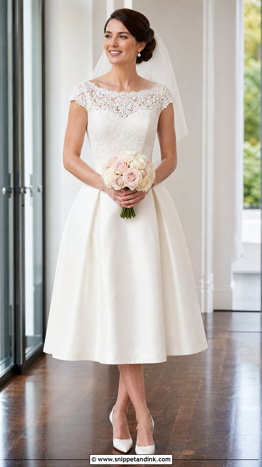 Tea Length Lace Top Wedding Dress - Snippet and Ink - 25 Lace Top Wedding Dress Ideas