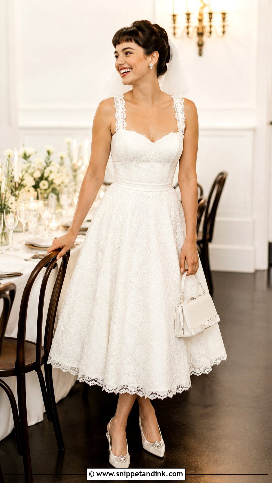 Tea Length Lace Wedding Dress - Snippet and Ink - 20 Beautiful Lace Styles for Wedding