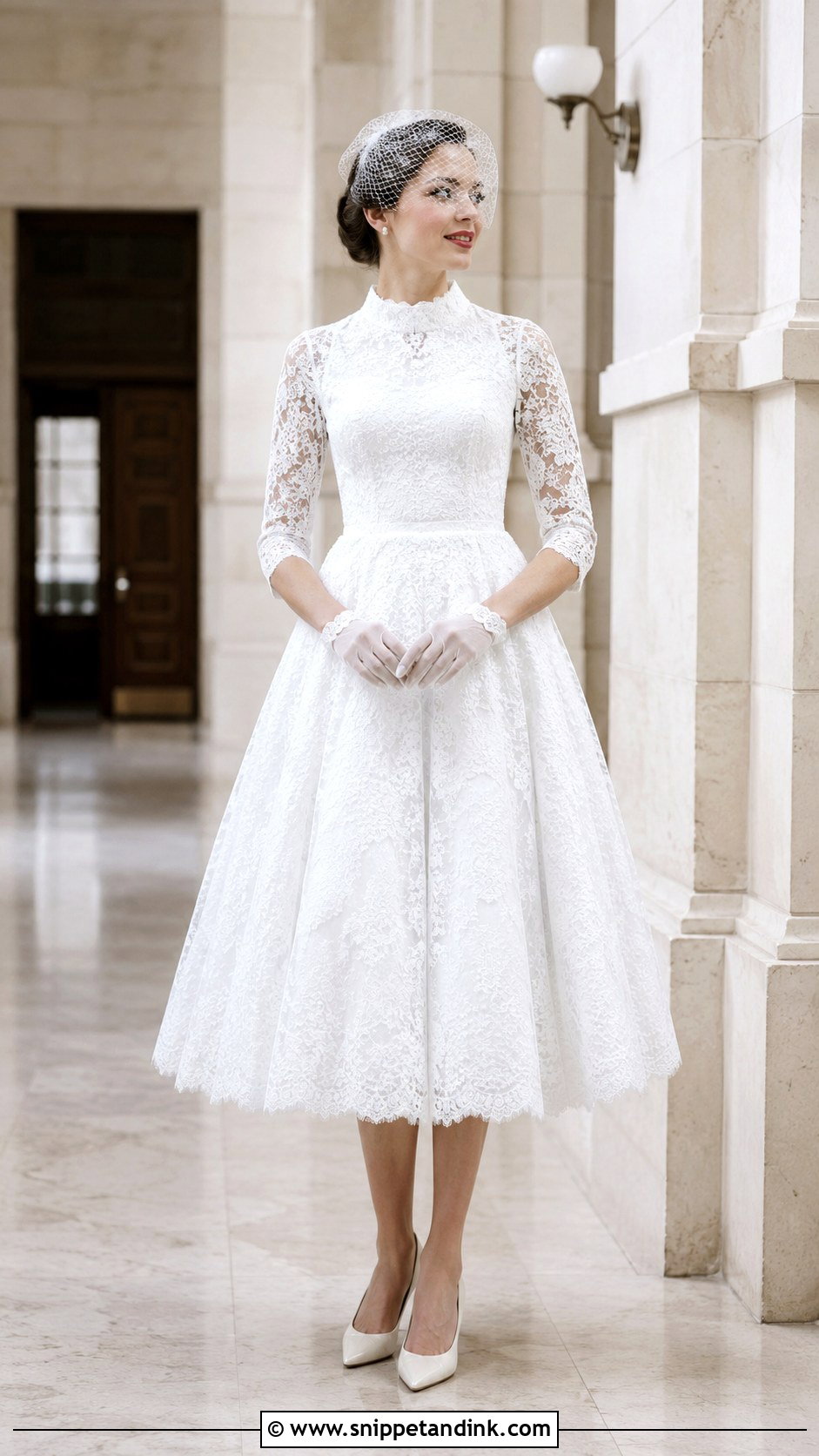 Tea Length Lace Wedding Dress - Snippet and Ink - 20 Grace Kelly Inspired Wedding Dress Ideas