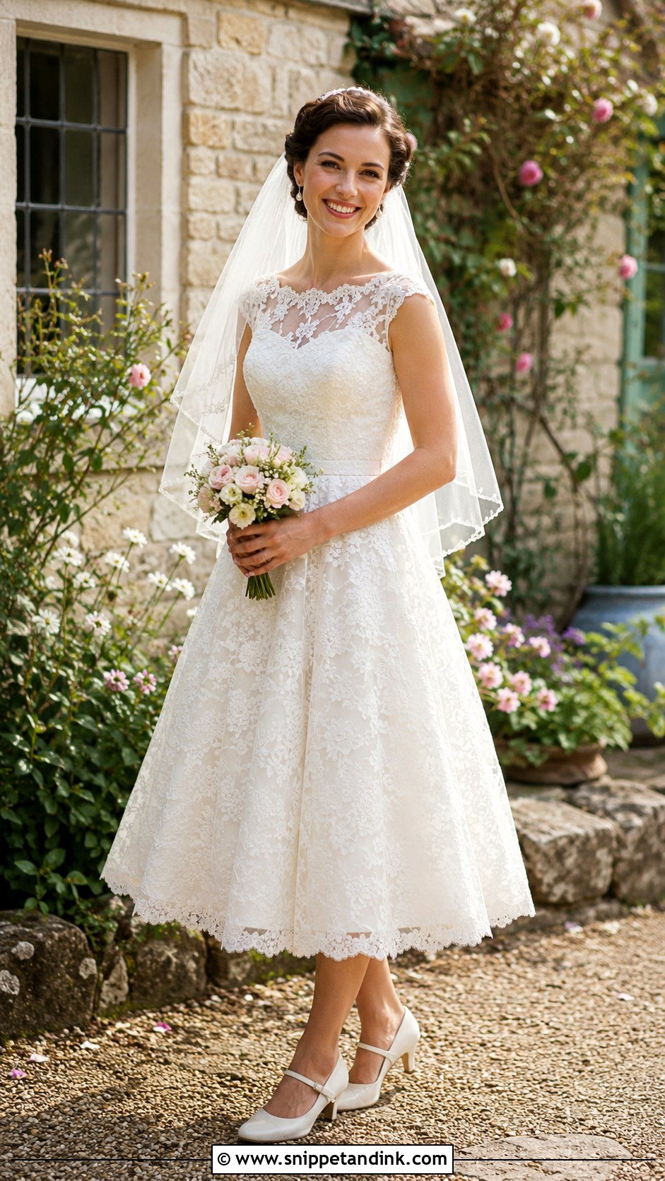 Tea Length Lace Wedding Dress - Snippet and Ink - 20 Lace Bride Dress Ideas