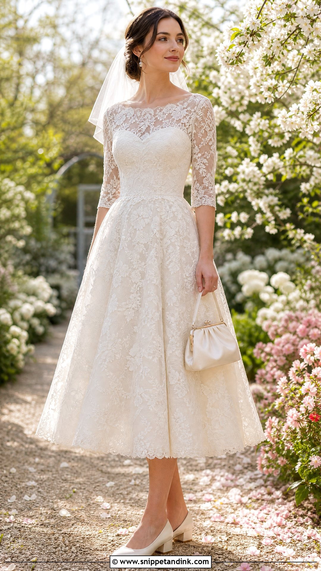 Tea Length Lace Wedding Dress - Snippet and Ink - 20 Shorter Wedding Dress Ideas