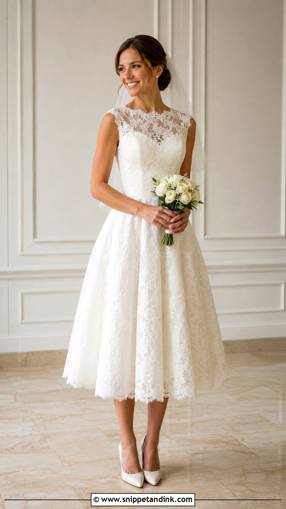 Tea Length Lace Wedding Dress - Snippet and Ink - 30 Vintage Lace Wedding Dress Ideas