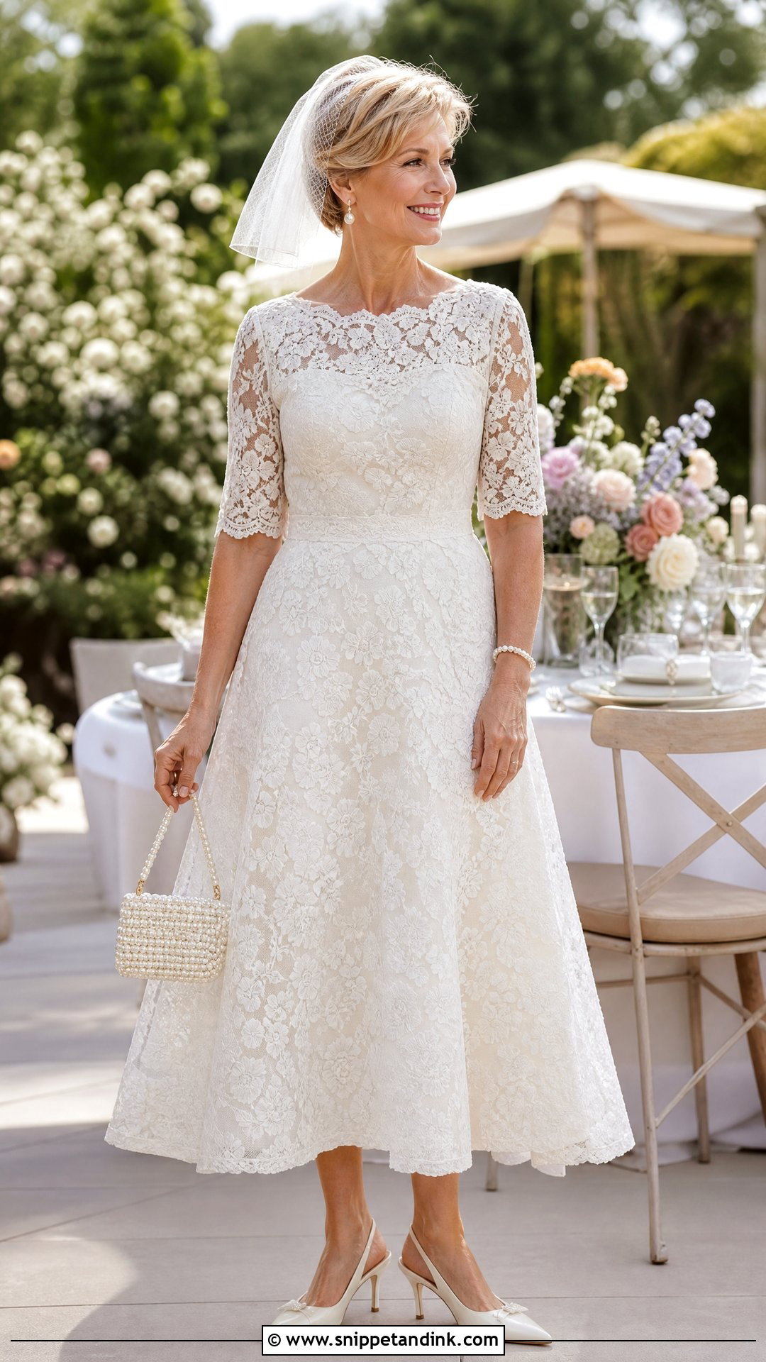 Tea Length Lace Wedding Dress - Snippet and Ink - 20 Older Women Wedding Dresses