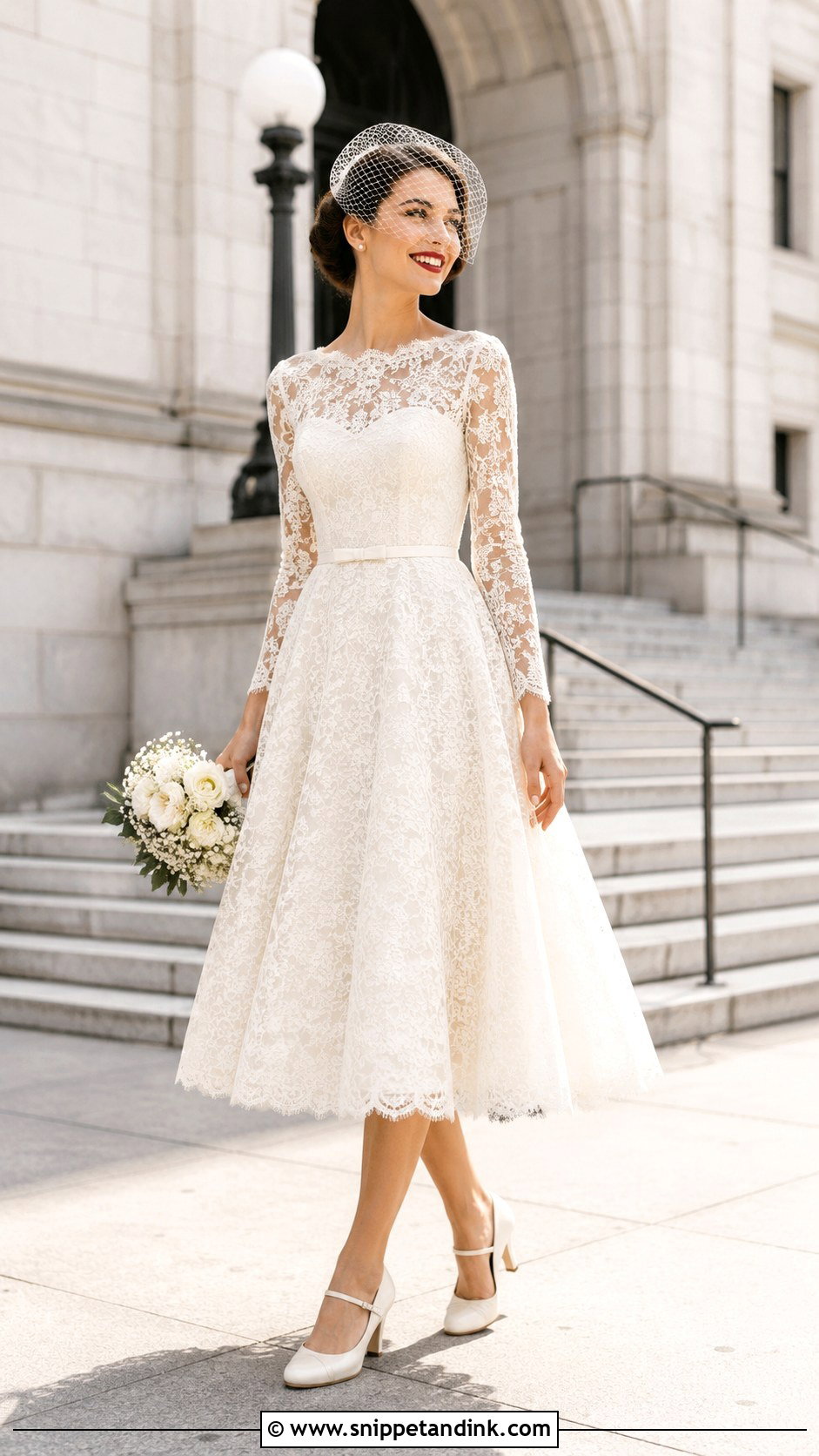 Tea Length Lace Wedding Dress - Snippet and Ink - 20 Vintage Long Sleeve Lace Wedding Dress Ideas