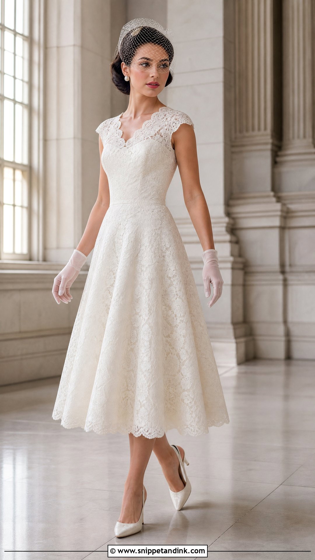 Tea Length Lace Wedding Dress - Snippet and Ink - 20 Wedding Dress with Lace Ideas