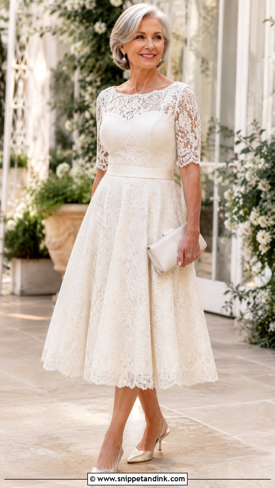 Tea Length Lace Wedding Dress - Snippet and Ink - 20 Wedding Dresses for Older Brides