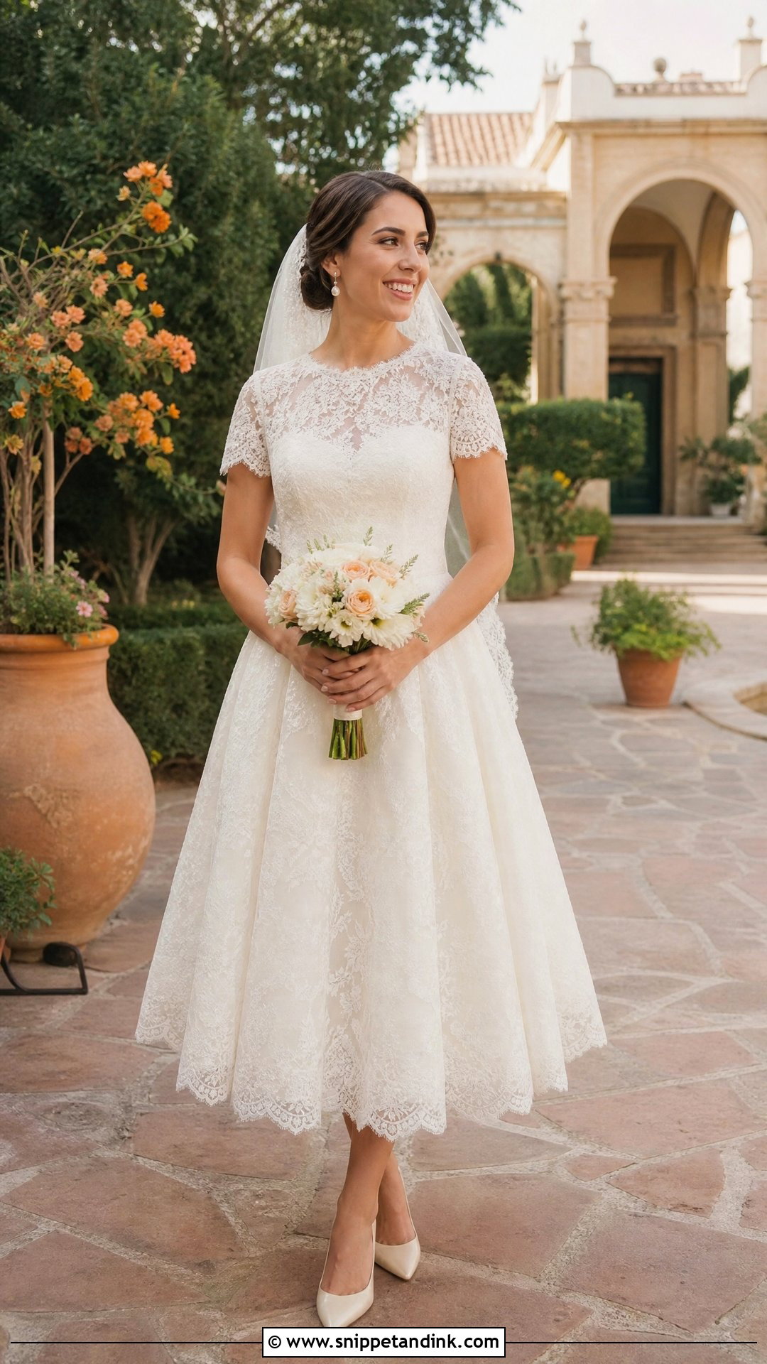 Tea Length Lace Wedding Dress For Valencia - Snippet and Ink - 20 Spain Wedding Dress Ideas