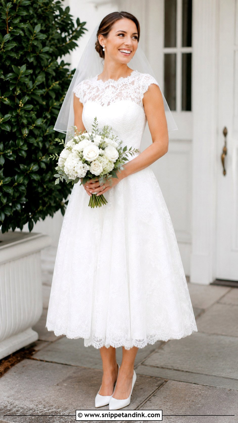 Tea Length Lace Wedding Gown - Snippet and Ink - 25 Lace Wedding Gowns