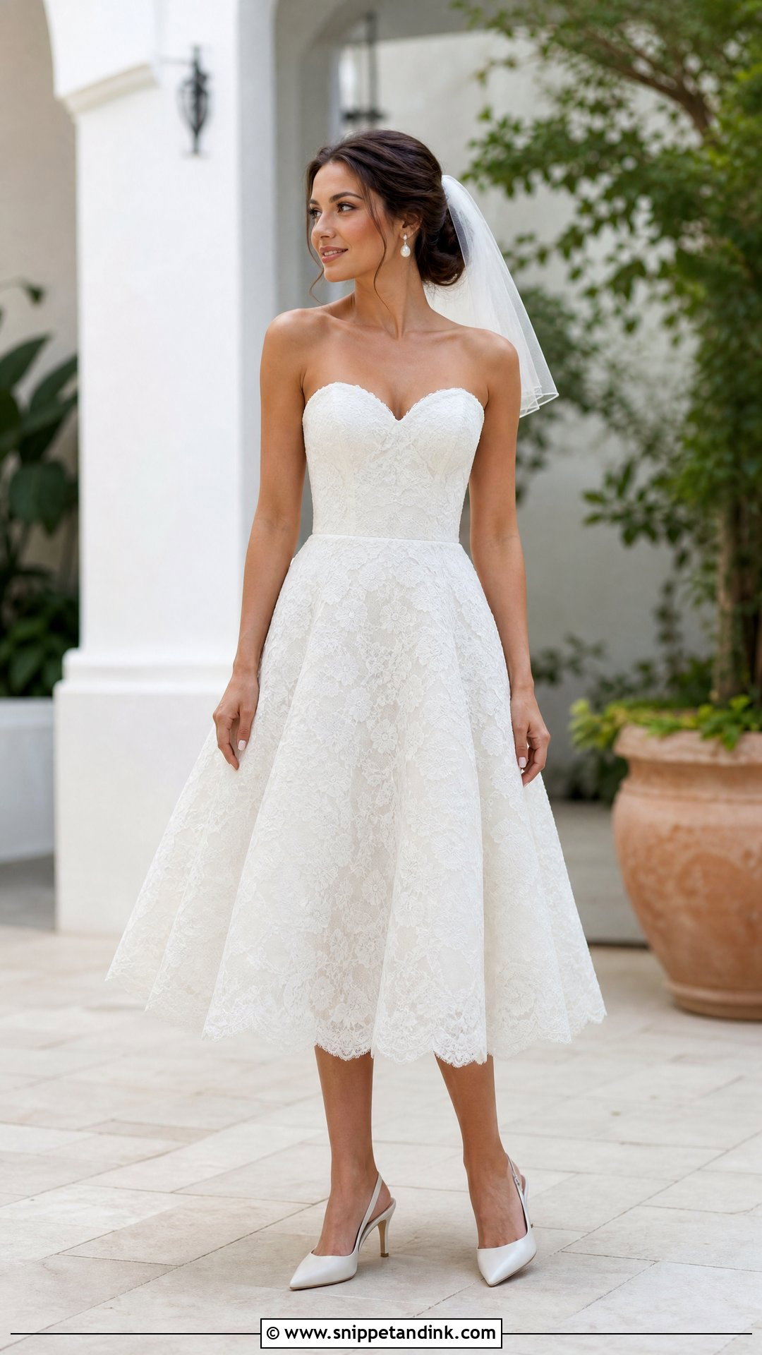 Tea Length Lace Wedding Gown - Snippet and Ink - 20 Wedding Gowns for Short Brides