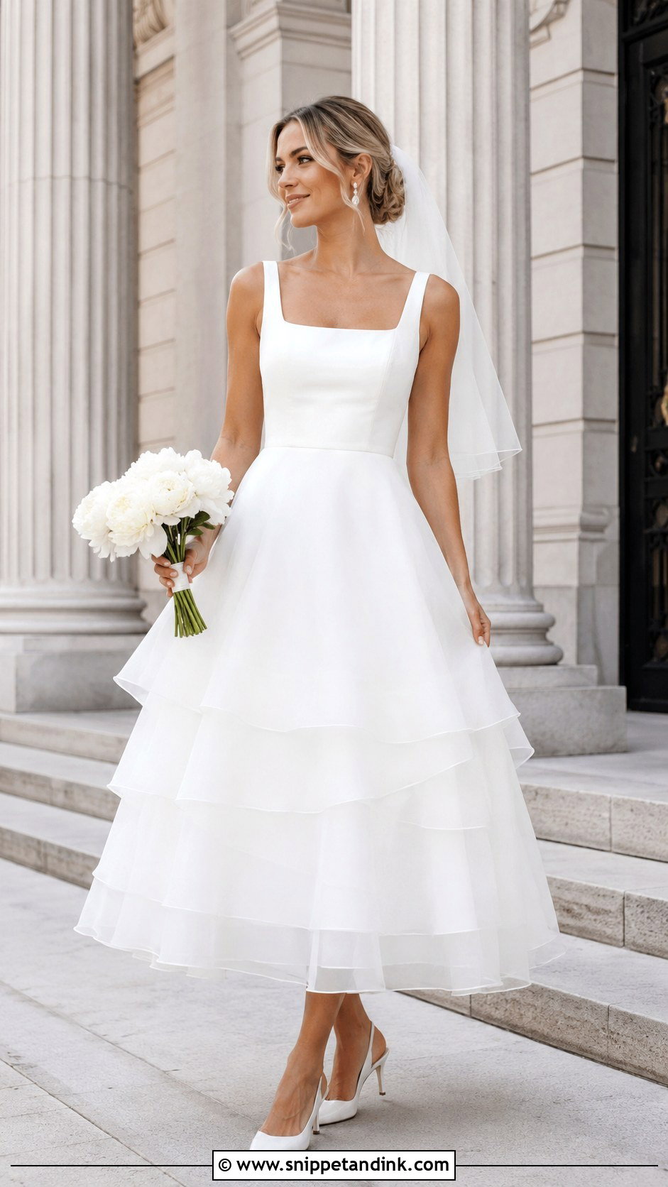 Tea Length Layered Skirt Wedding Dress - Snippet and Ink - 20 Layered Skirt Wedding Dress Ideas