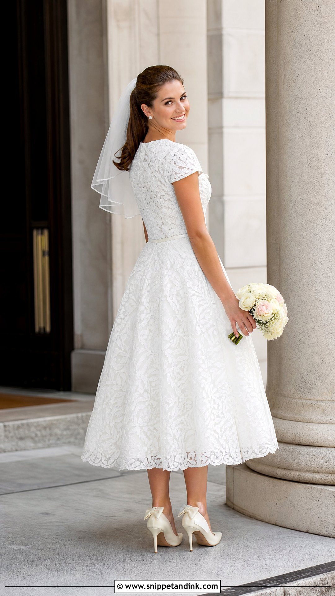 Tea Length Leaf Lace Wedding Dress - Snippet and Ink - 20 Wedding Dress Leaves Ideas