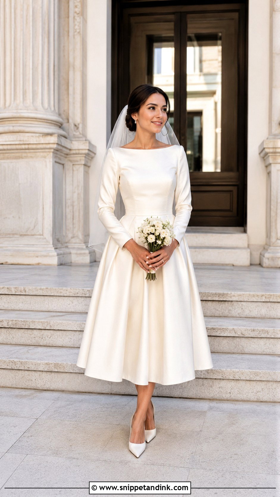 Tea Length Long Sleeve Wedding Dress - Snippet and Ink - 20 Classy Simple Long Sleeve Wedding Dress Ideas