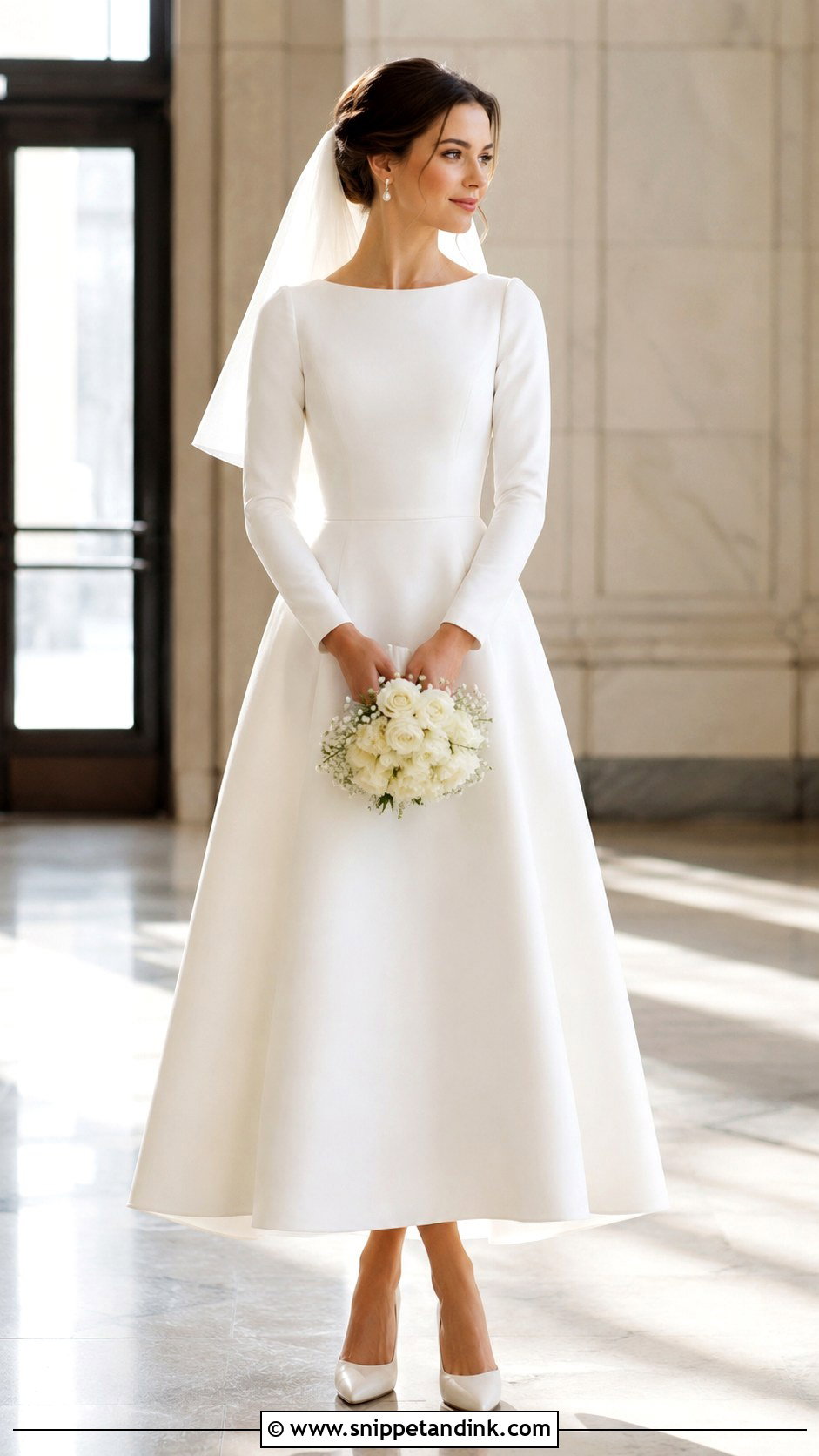 Tea Length Long Sleeve Wedding Dress - Snippet and Ink - 20 Full Coverage Wedding Dress Ideas