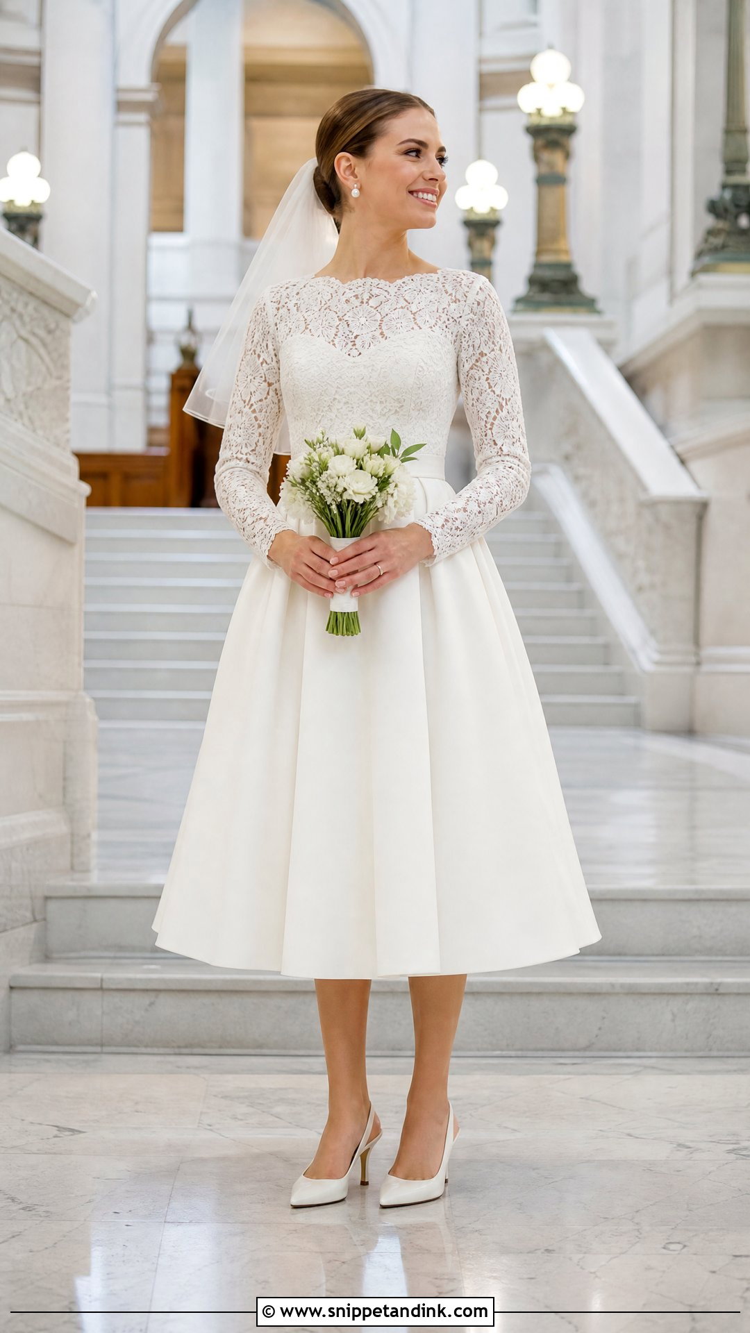 Tea Length Long Sleeve Wedding Dress - Snippet and Ink - 20 Timeless Wedding Dress Long Sleeve Ideas