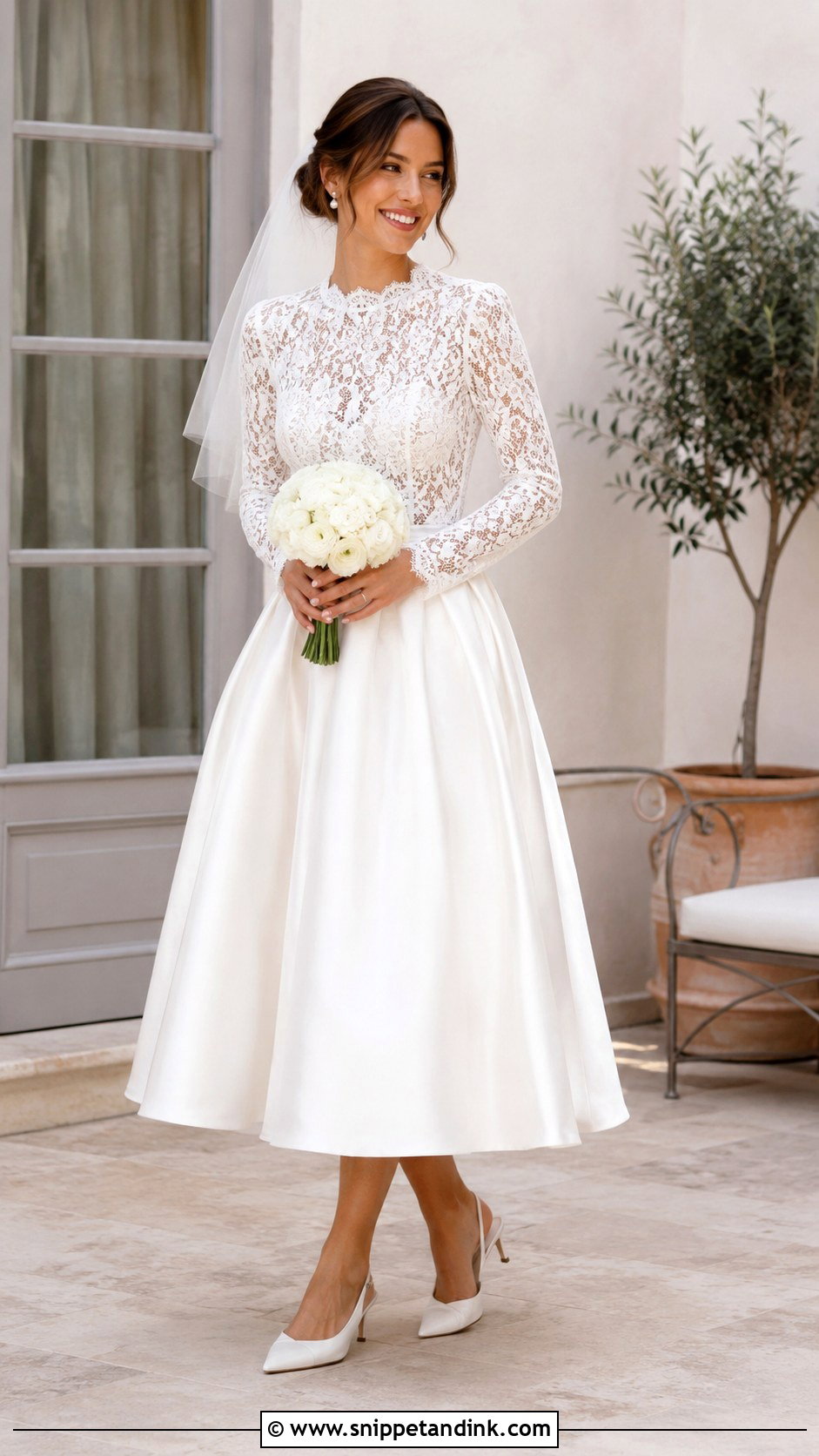 Tea Length Long Sleeve Wedding Dress - Snippet and Ink - 20 Classic Long Sleeve Wedding Dress Ideas