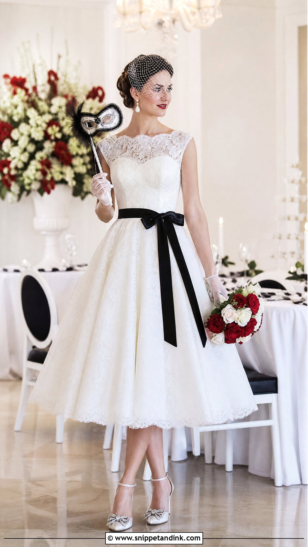 Tea Length Masquerade Wedding Dress - Snippet and Ink - 20 Phantom of the Opera Wedding Dress Ideas