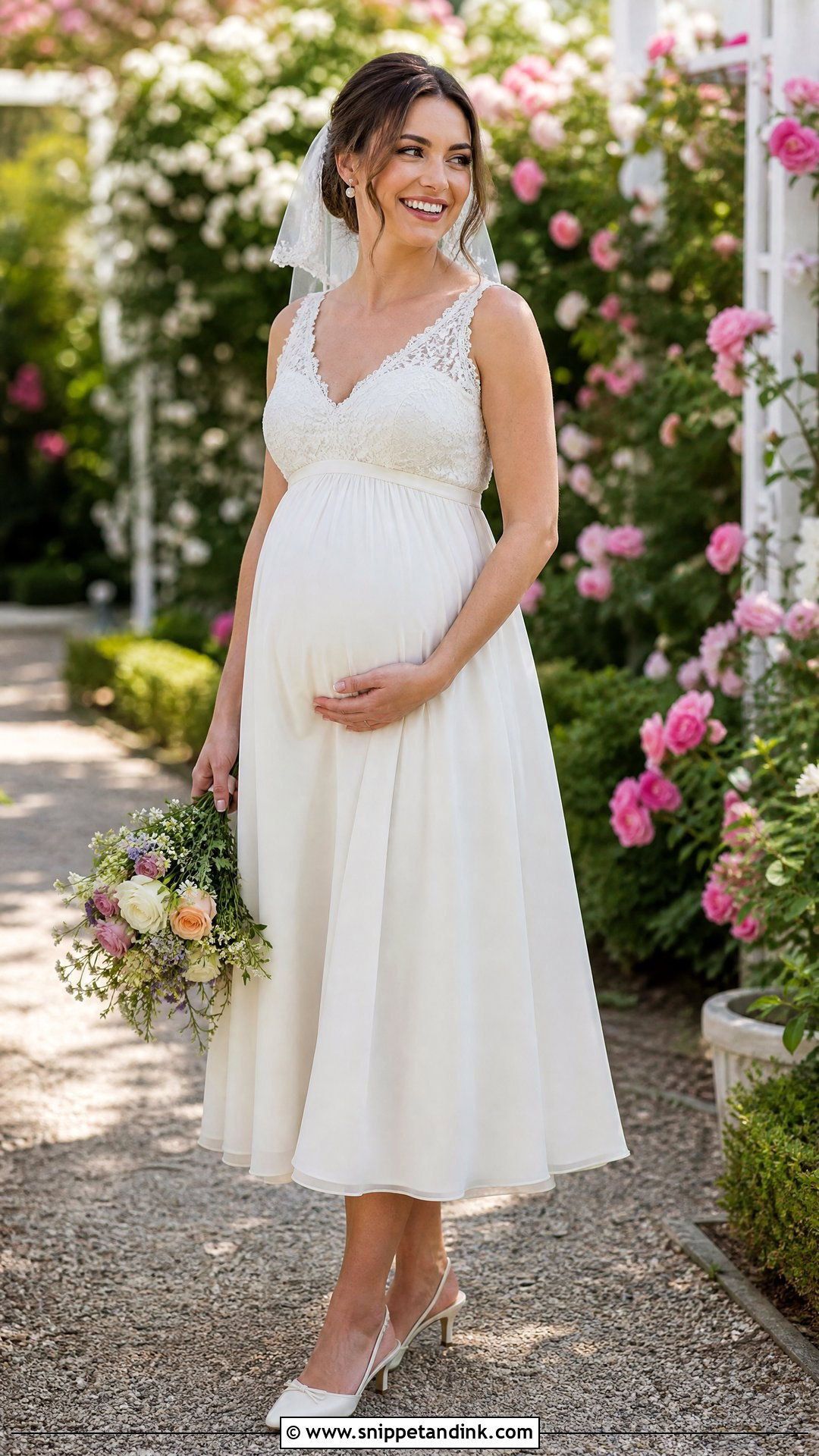 Tea Length Maternity Wedding Dress - Snippet and Ink - 20 Pregnant Maternity Wedding Dress Ideas