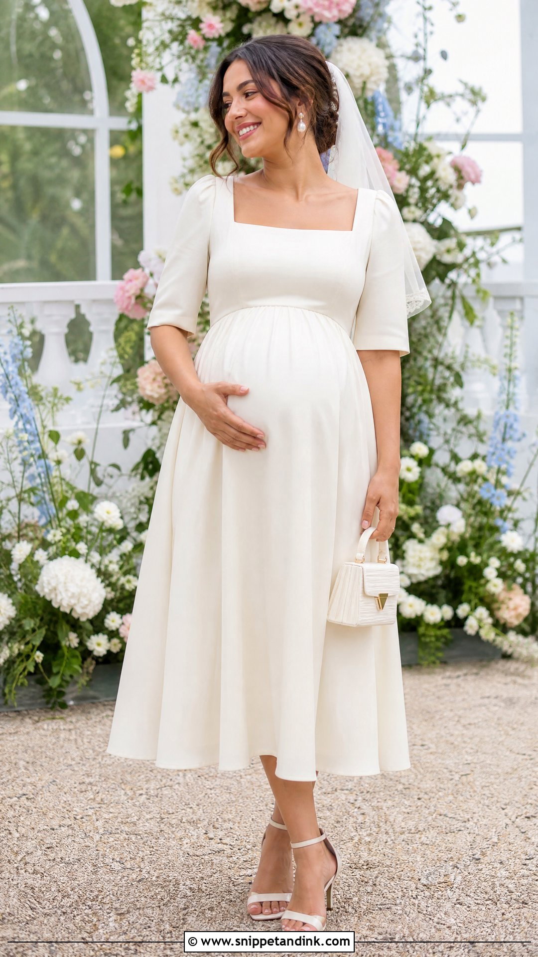 Tea Length Maternity Wedding Dress - Snippet and Ink - 20 Simple Wedding Dress for Pregnant Bride Ideas