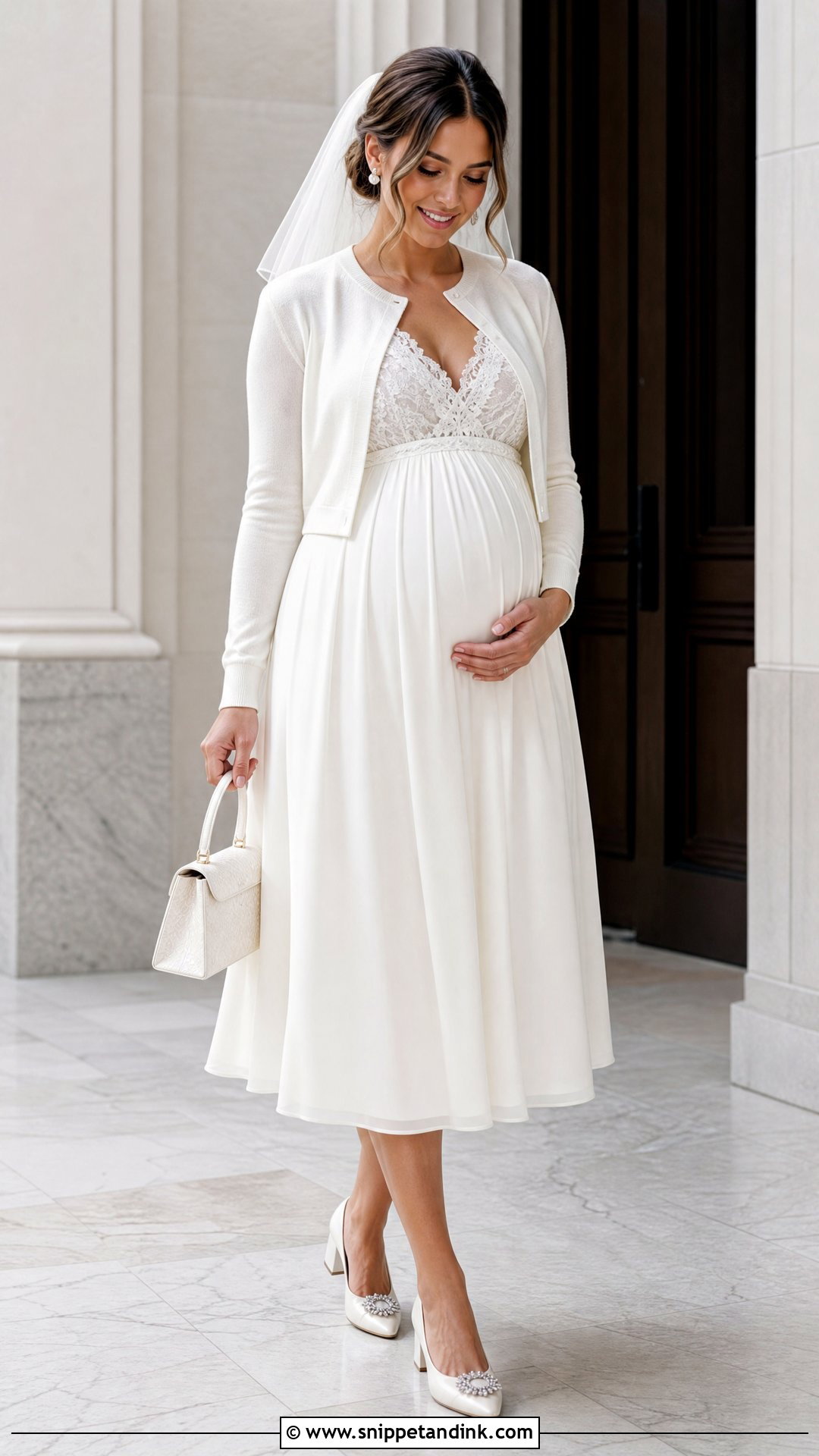 Tea Length Maternity Wedding Gown - Snippet and Ink - 20 Wedding Gown for Pregnant Brides Ideas