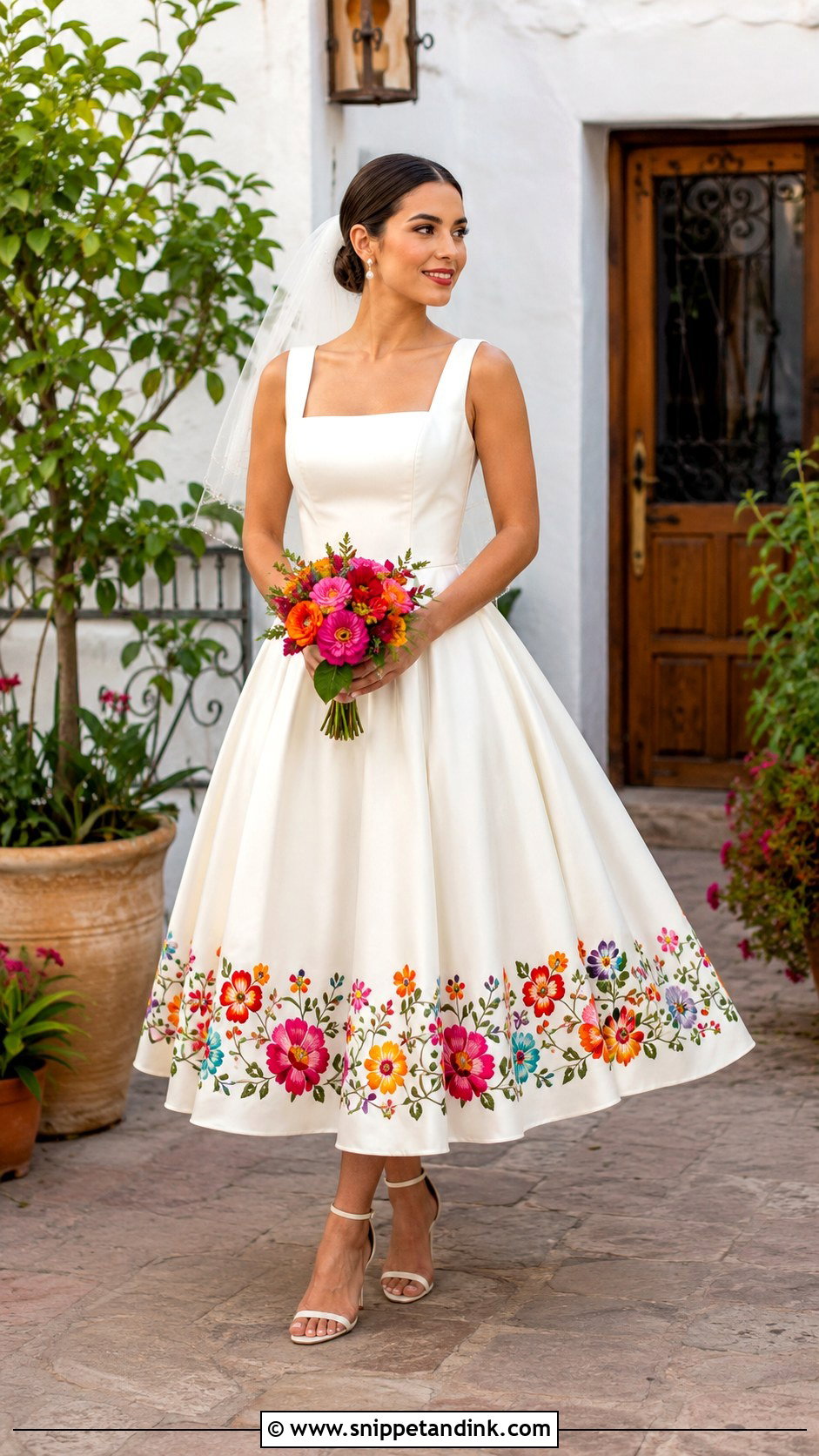 Tea Length Mexican Wedding Dress - Snippet and Ink - 20 Mexican Inspired Wedding Dress Ideas