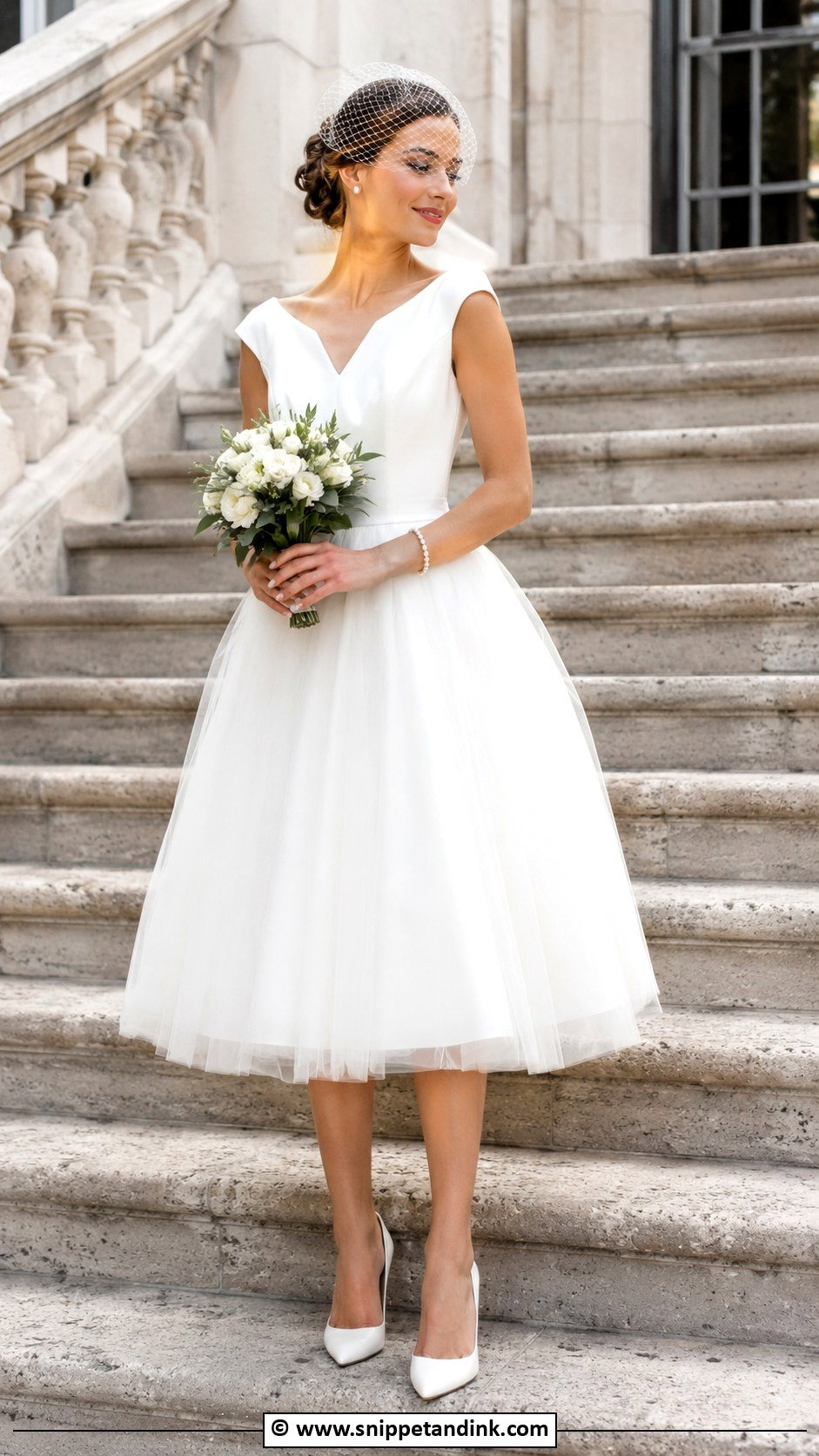 Tea Length Midi Wedding Dress With Tulle Skirt - Snippet and Ink - 30 Midi Wedding Dress Ideas