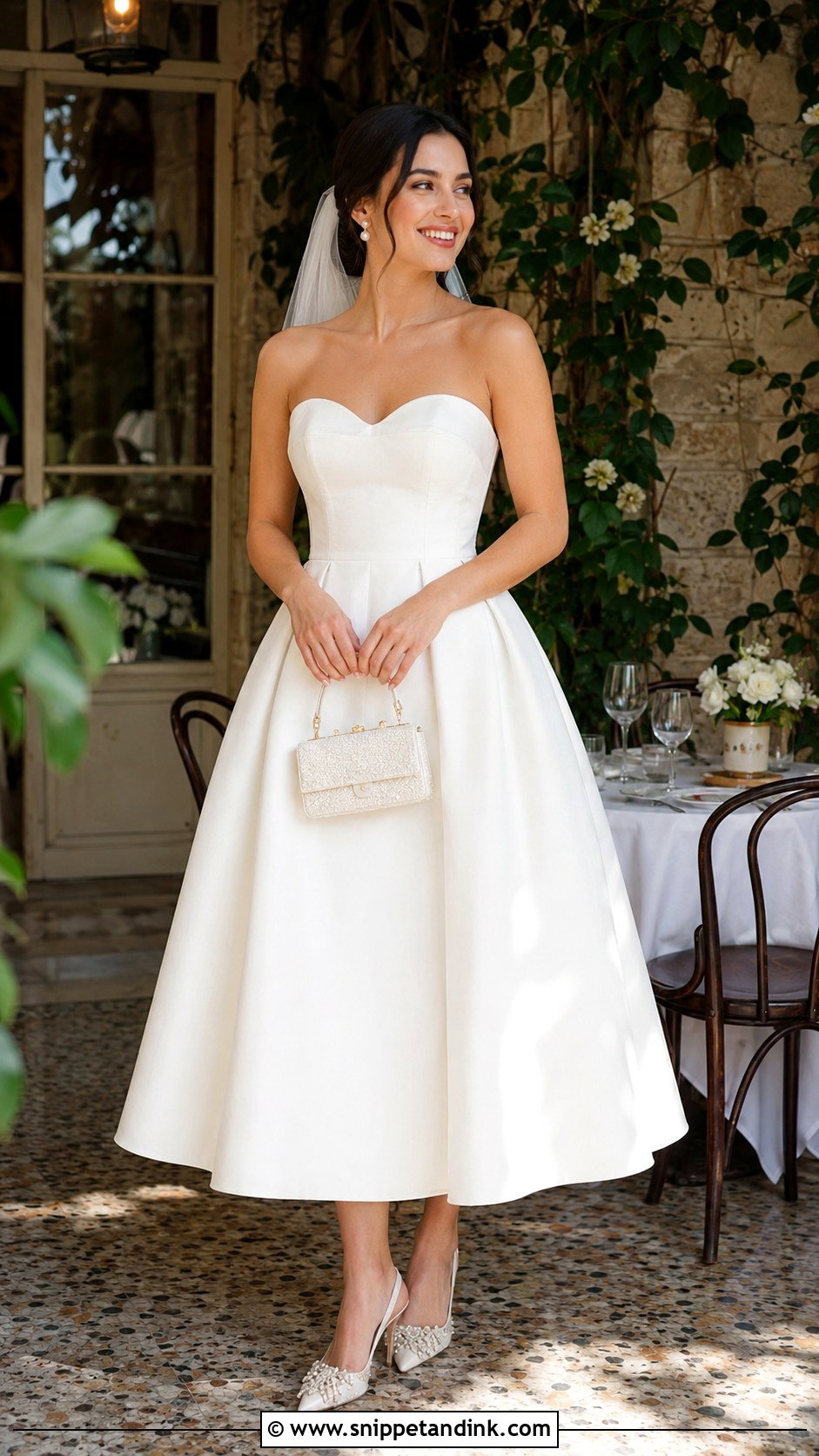 Tea Length Mikado Wedding Gown - Snippet and Ink - 20 Mikado Wedding Gown Ideas