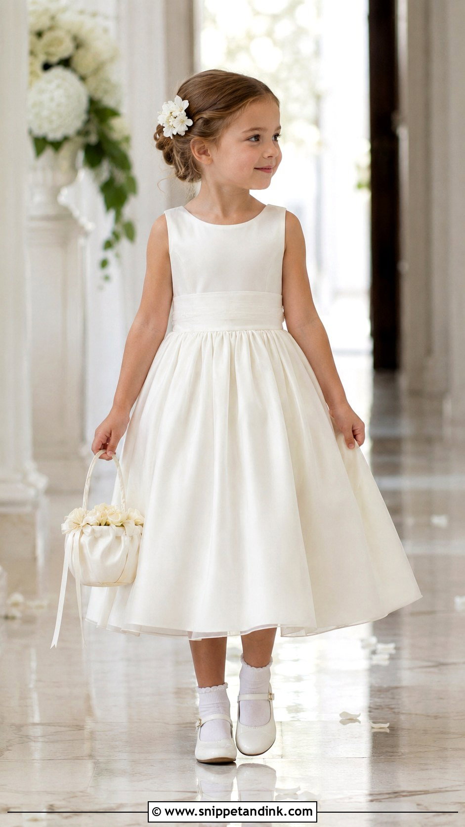 Tea Length Mini Bride Dress With Ankle Strap Shoes - Snippet and Ink - 20 Mini Bride Dress Kids Ideas