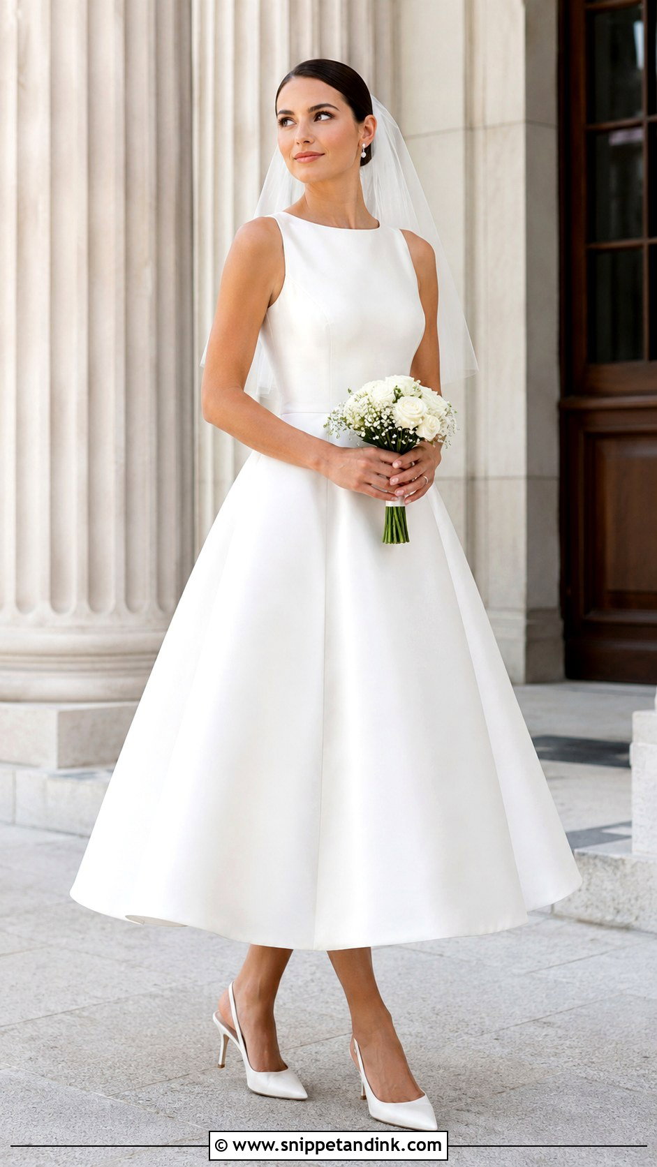 Tea Length Minimalist Bridal Gown - Snippet and Ink - 20 Minimalist Bridal Gown Ideas