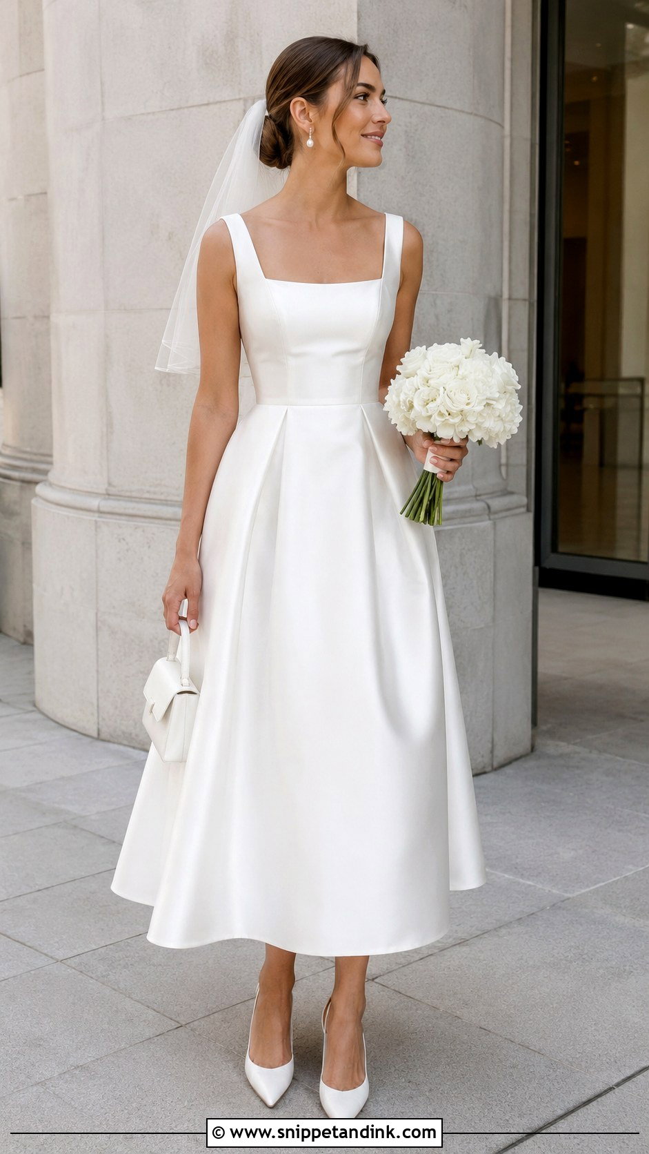 Tea Length Minimalist Wedding Gown - Snippet and Ink - 20 Classy Minimalist Wedding Gown Ideas