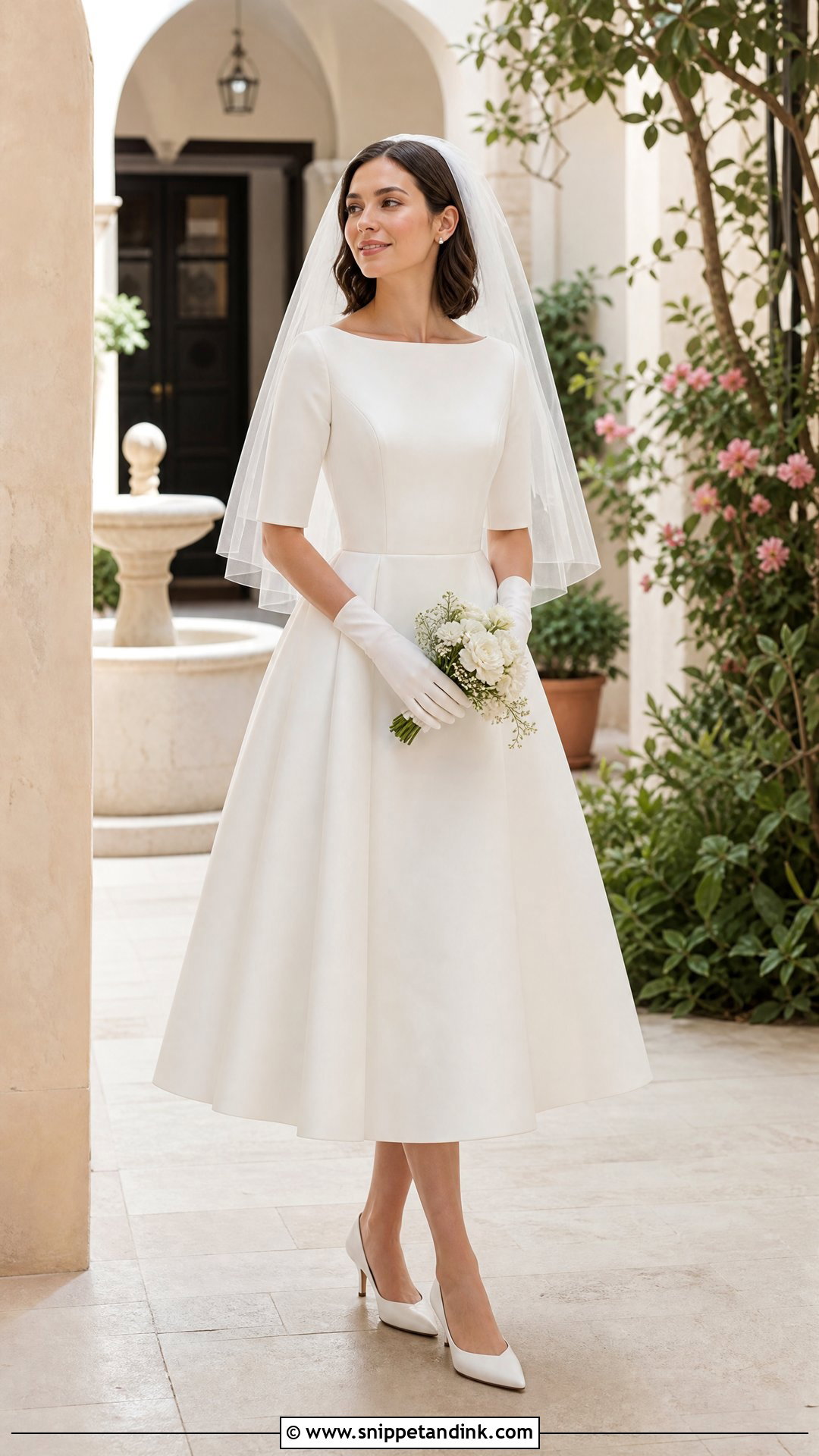 Tea Length Modest Wedding Dress - Snippet and Ink - 25 Modest Old Money Wedding Dress Ideas