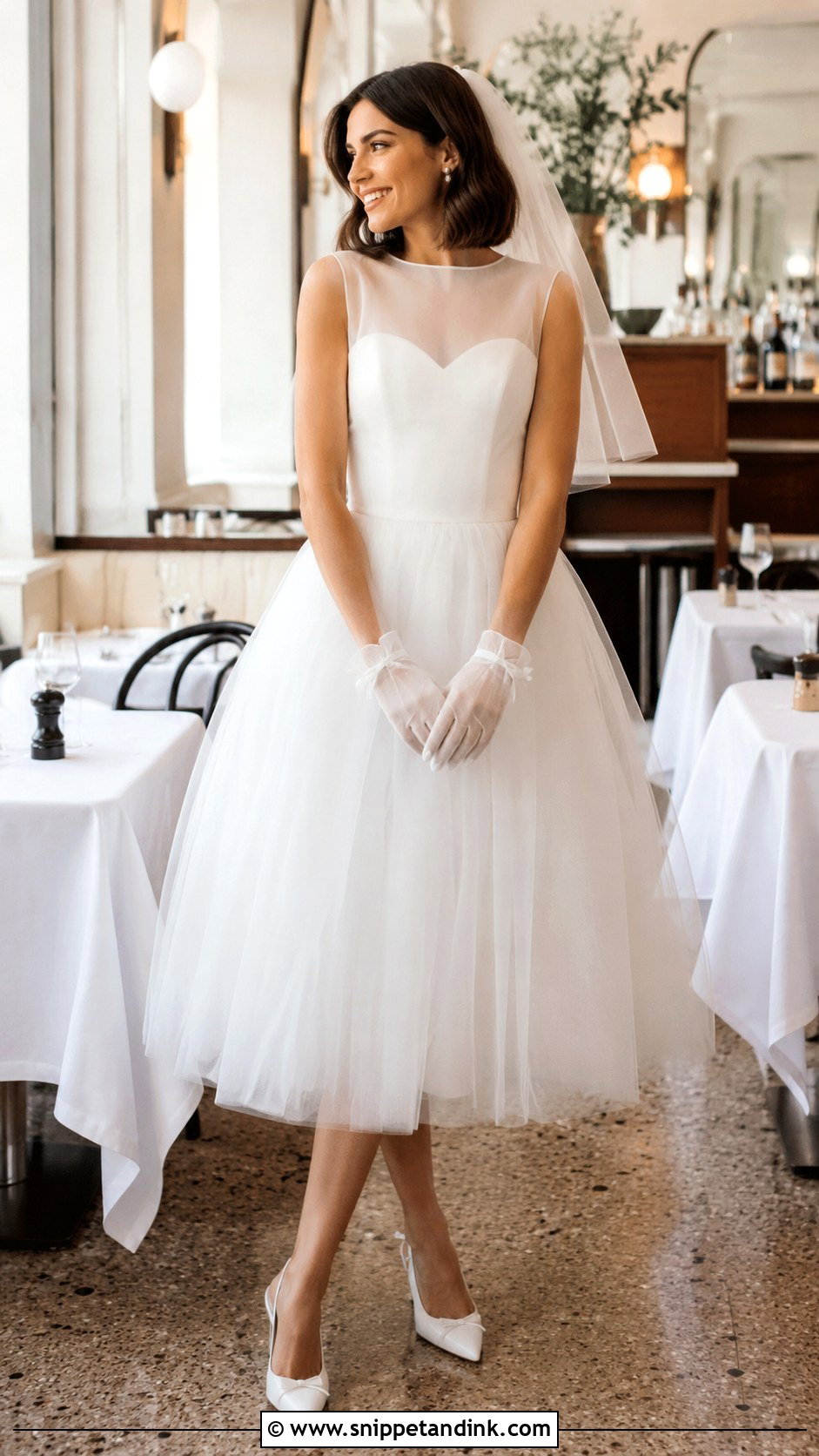 Tea Length Net Wedding Dress - Snippet and Ink - 20 Net Wedding Dress Ideas