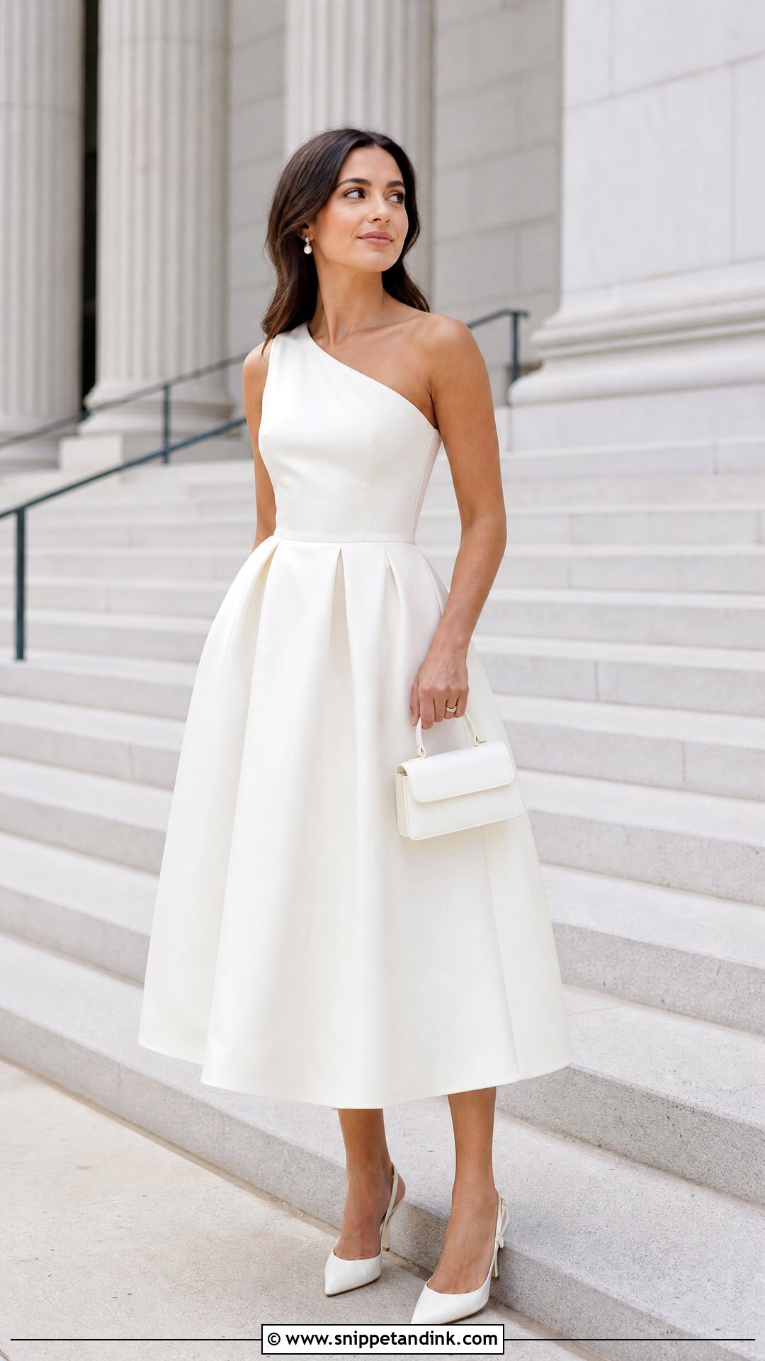 Tea Length One Shoulder Wedding Dress - Snippet and Ink - 20 One Shoulder Wedding Dresses