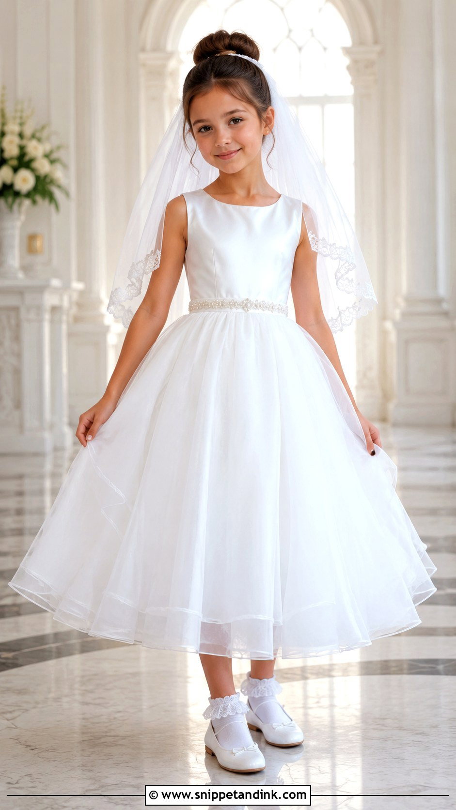 Tea Length Organza First Communion Dress - Snippet and Ink - 20 Designer First Communion Dresses