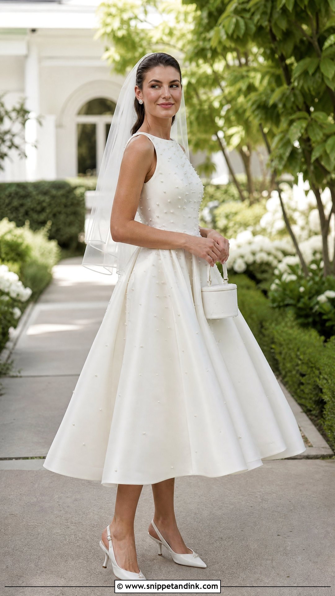 Tea Length Pearl Wedding Dress - Snippet and Ink - 20 Pearl Wedding Dresses