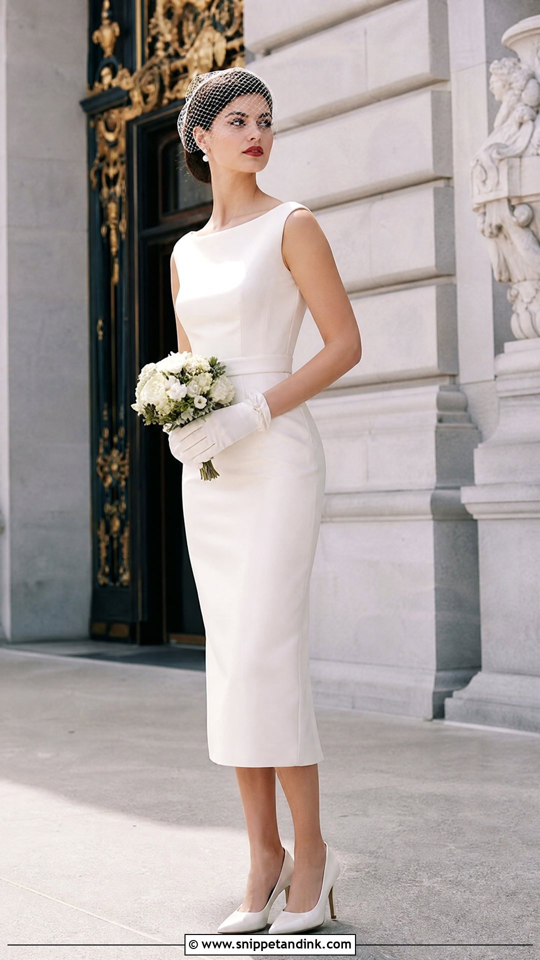 Tea Length Pencil Wedding Dress - Snippet and Ink - 20 Pencil Wedding Dress Ideas