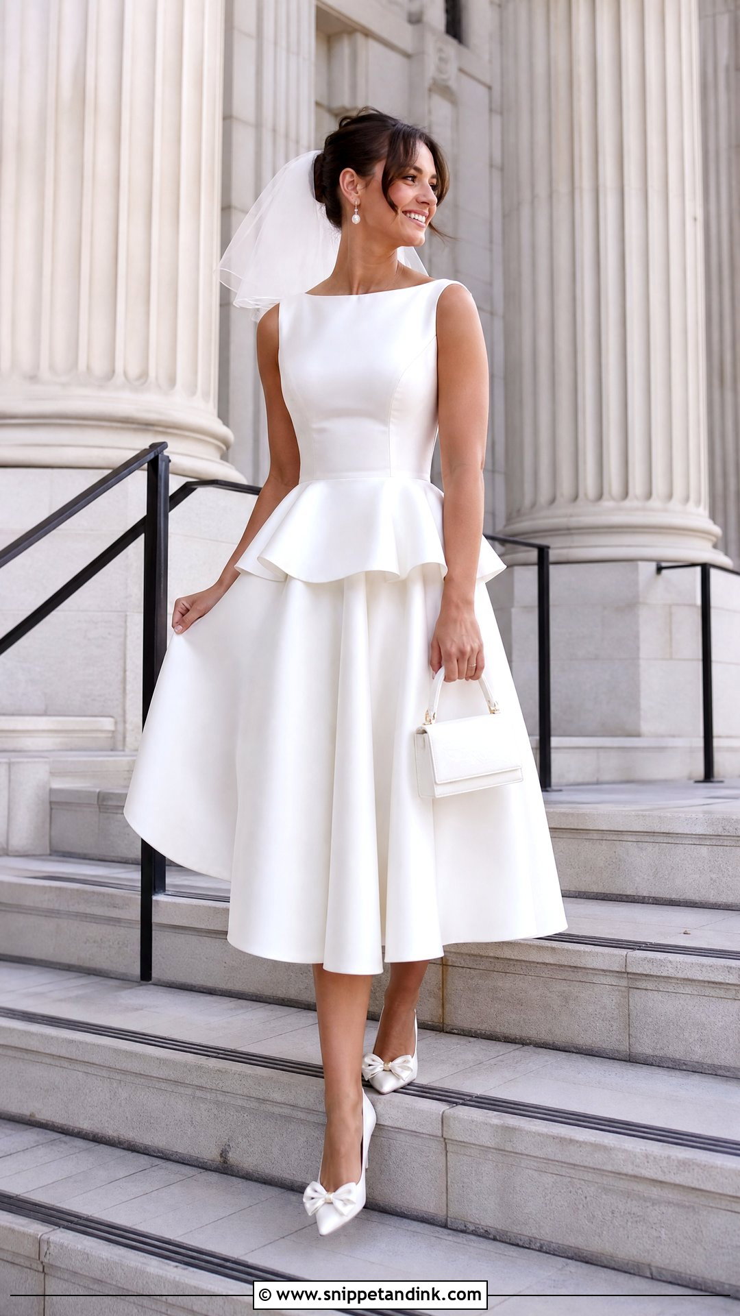Tea Length Peplum Wedding Dress - Snippet and Ink - 20 Peplum Wedding Dress Ideas