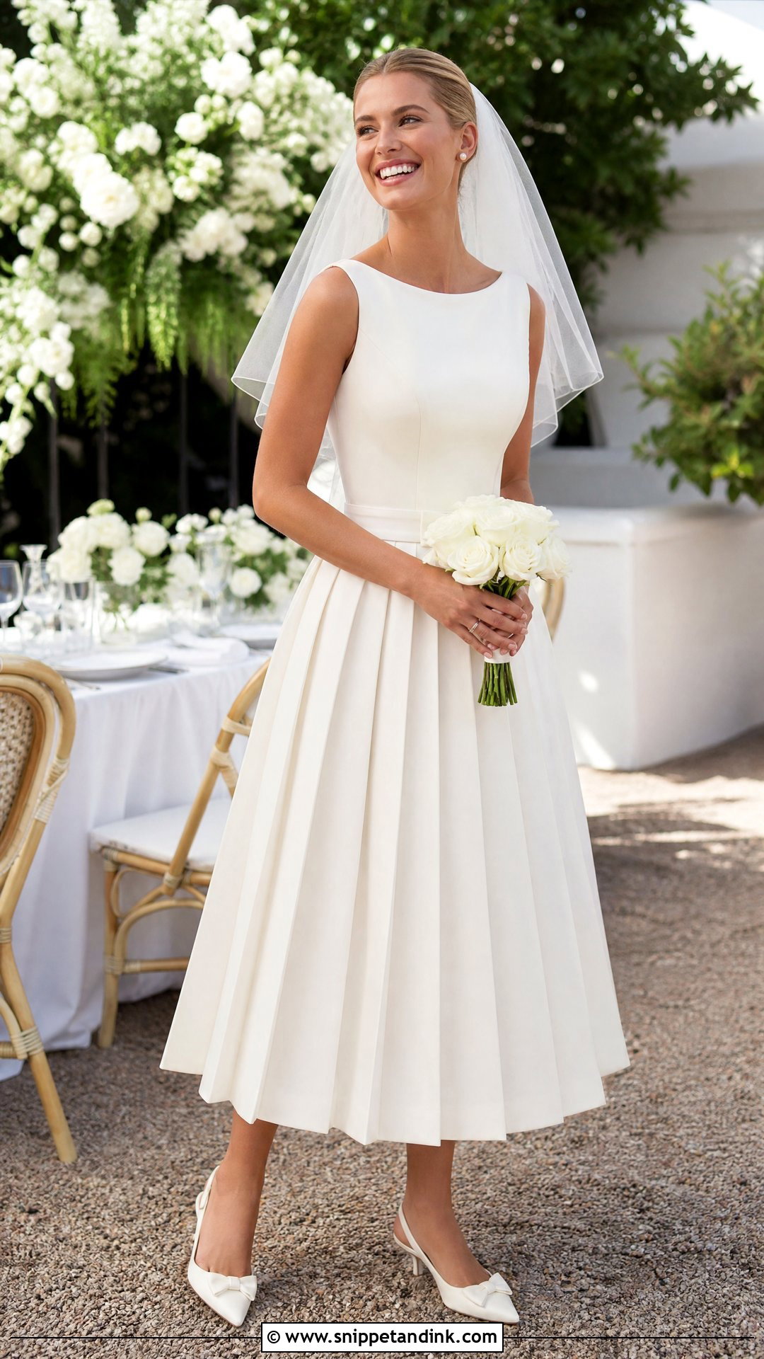 Tea Length Pleated Wedding Gown - Snippet and Ink - 20 Pleated Wedding Gown Ideas