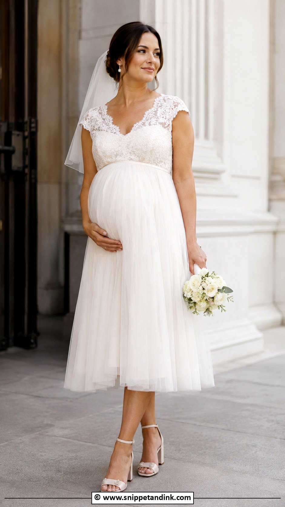 Tea Length Pregnant Wedding Dress - Snippet and Ink - 30 Pregnant Wedding Dress Ideas